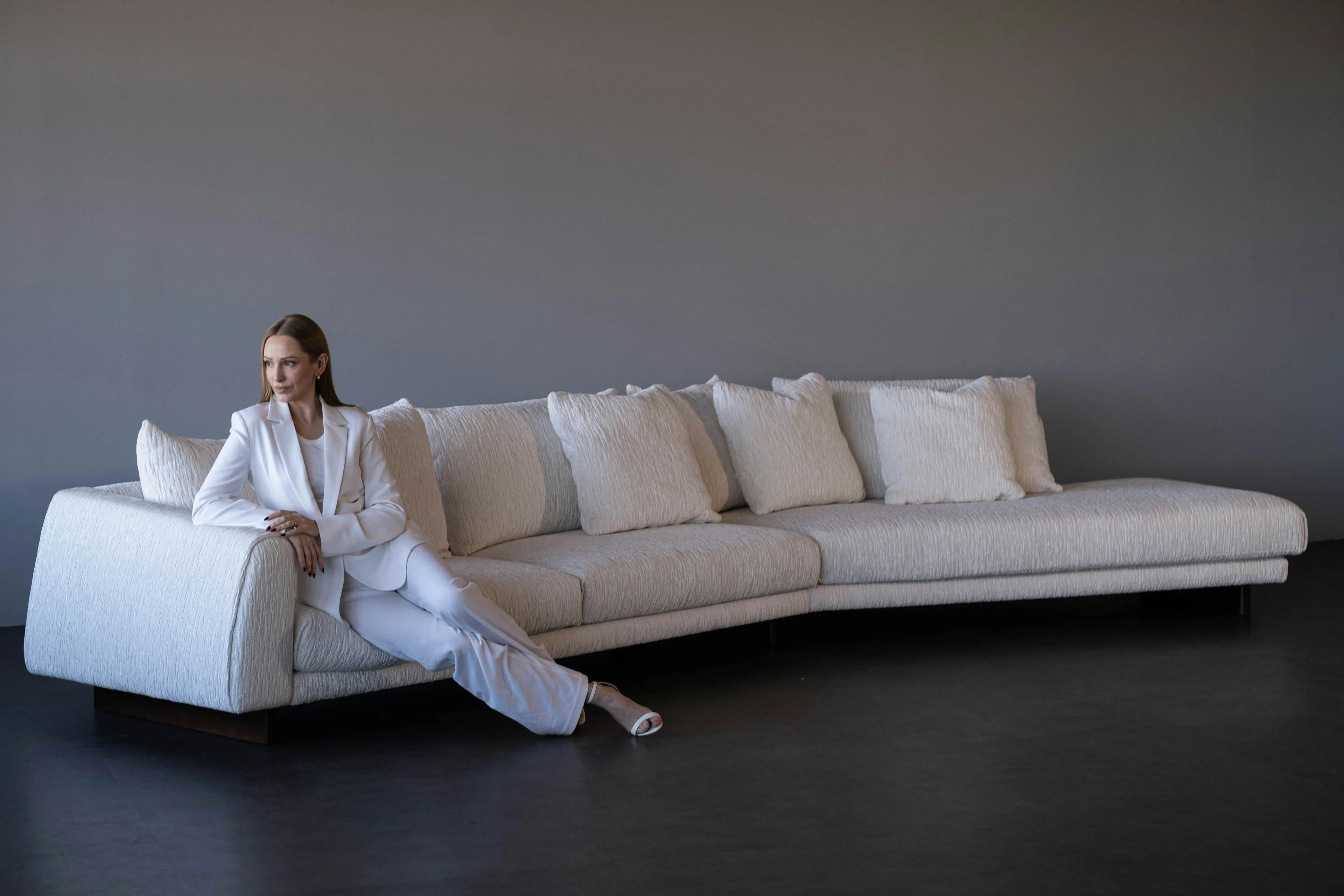 woman sitting on a couch