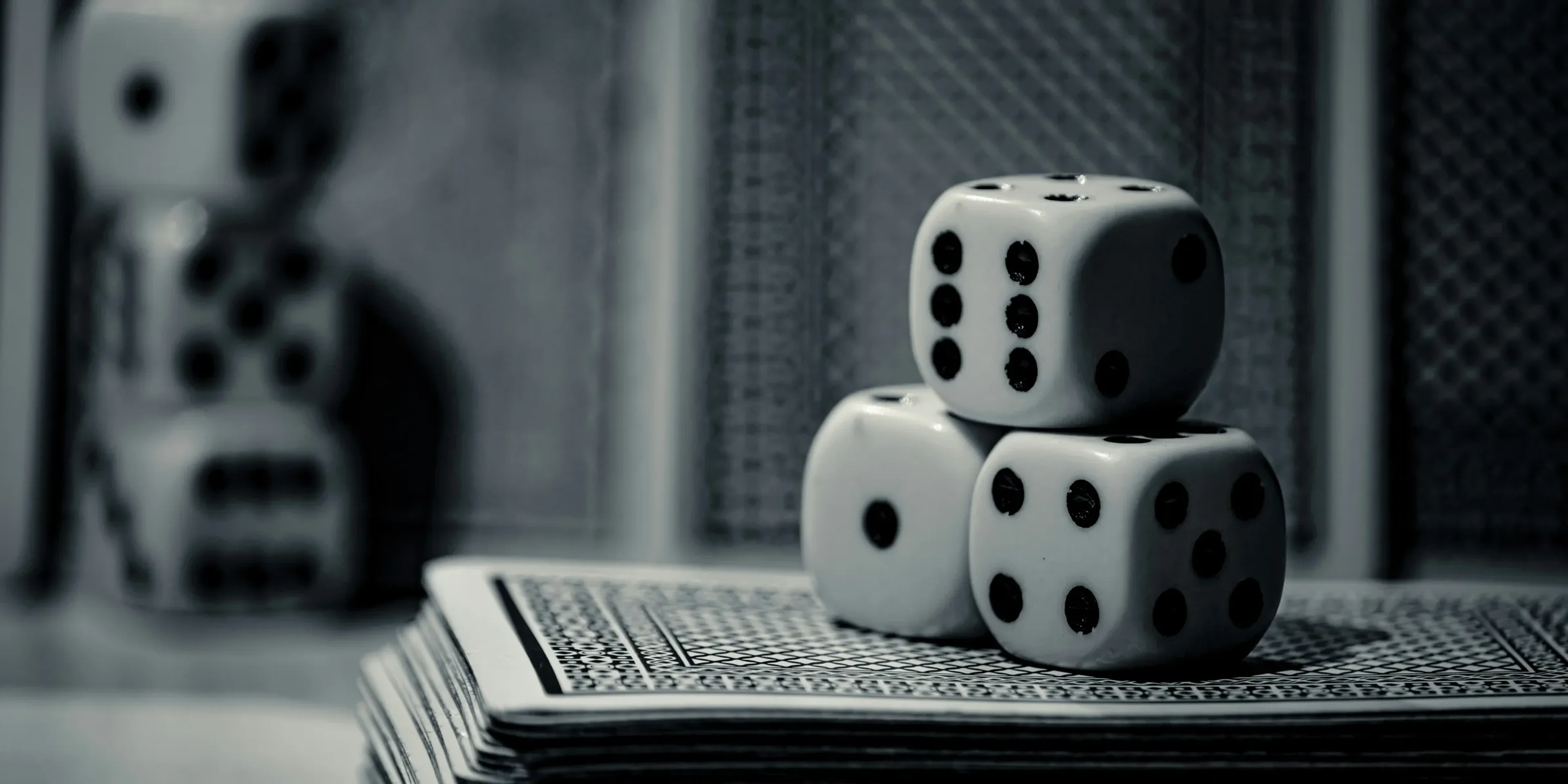 a group of white and black dice