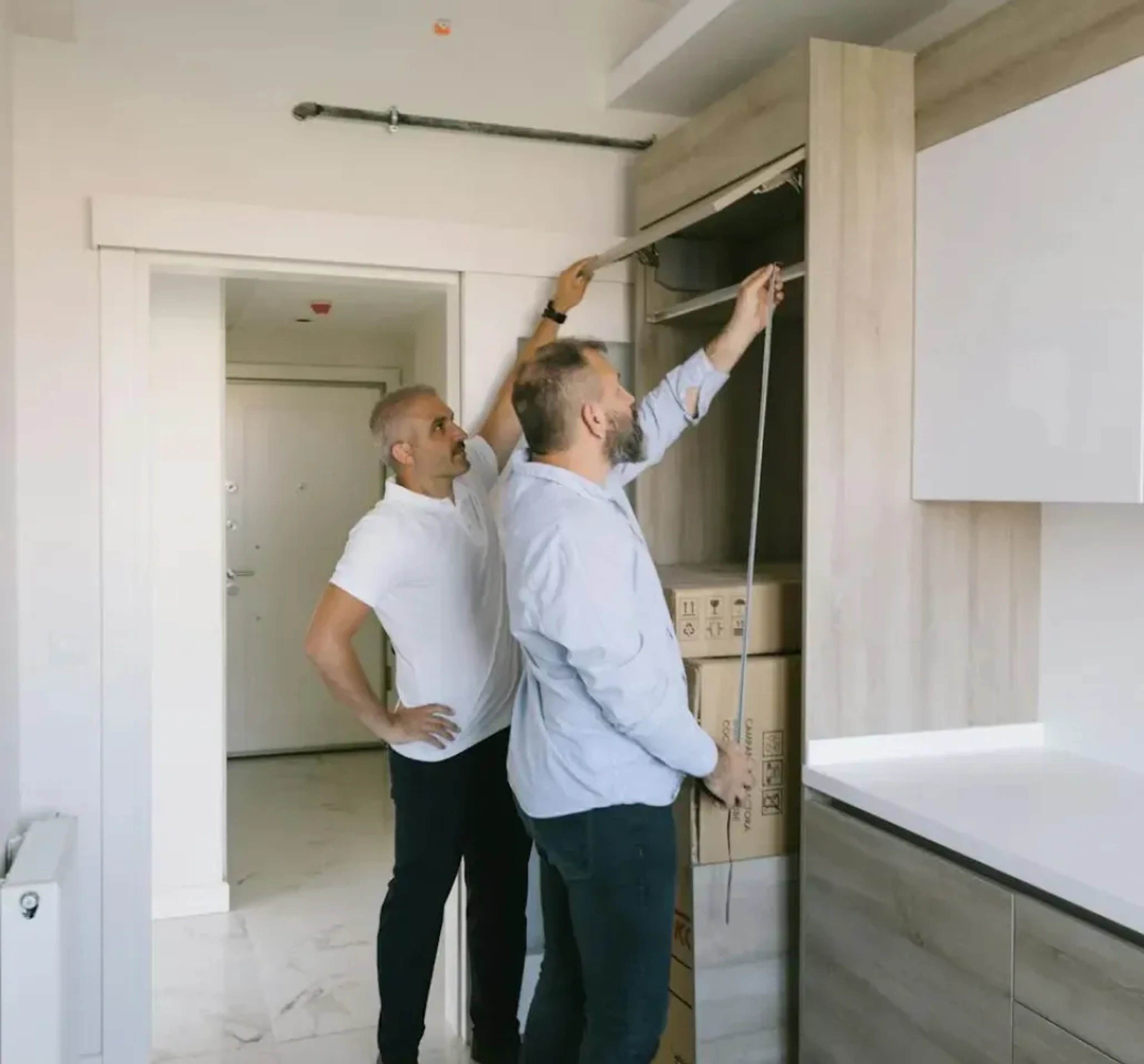 Home makeover imagery featuring Cambridge Slab Base Cabinets