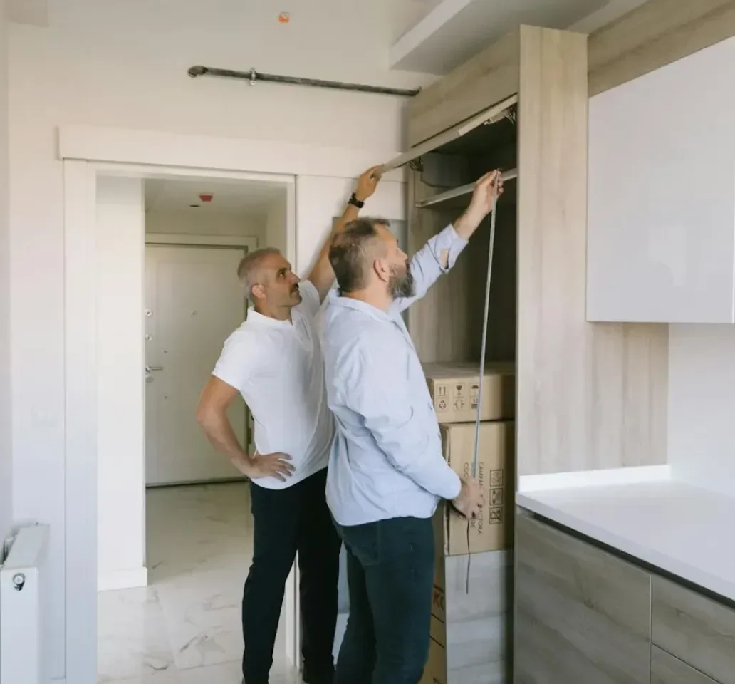Home makeover imagery featuring Cambridge Slab Base Cabinets