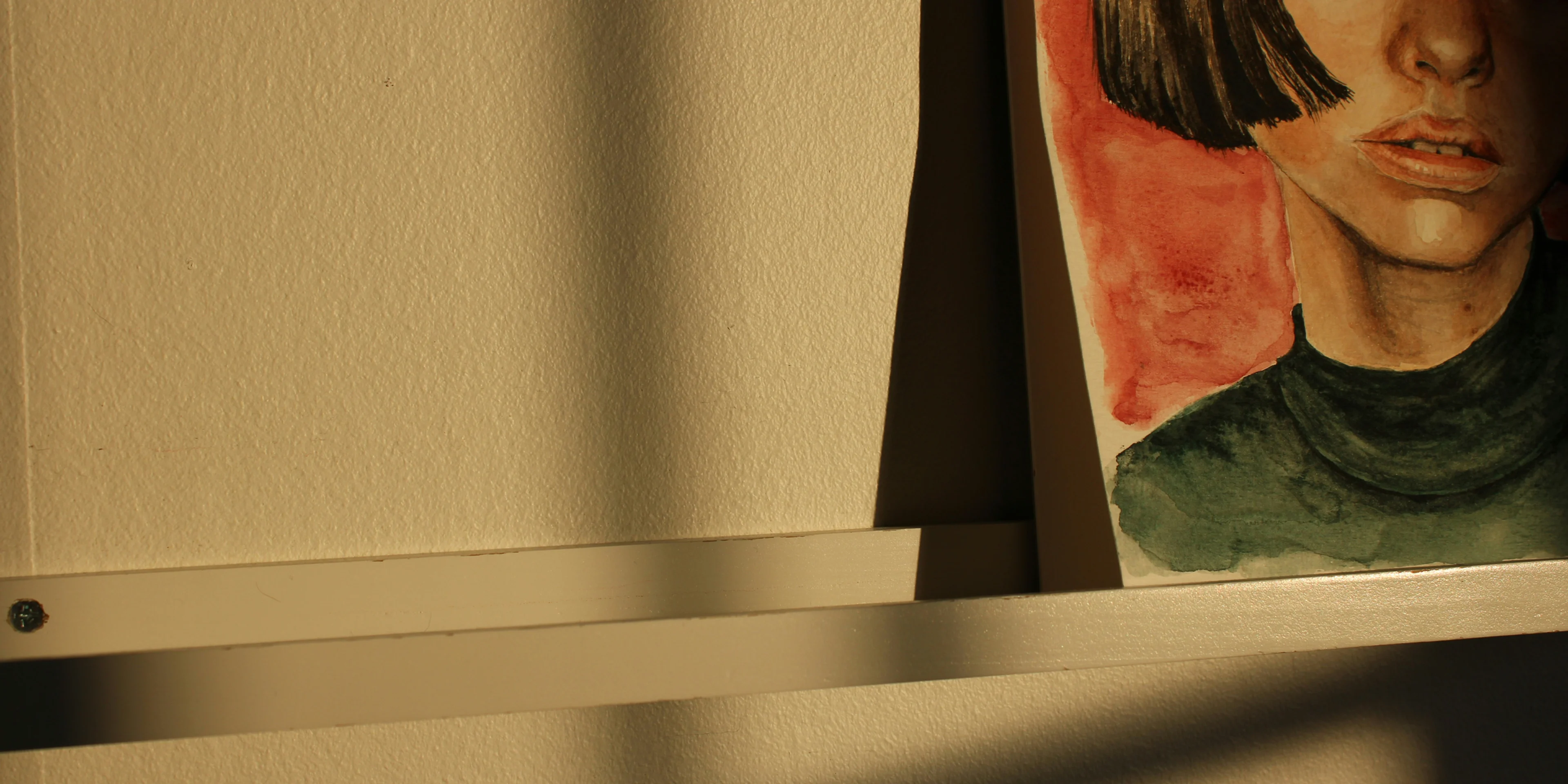 woman in red and green dress painting.