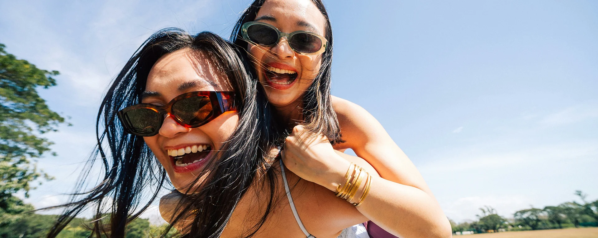 two friends laughing