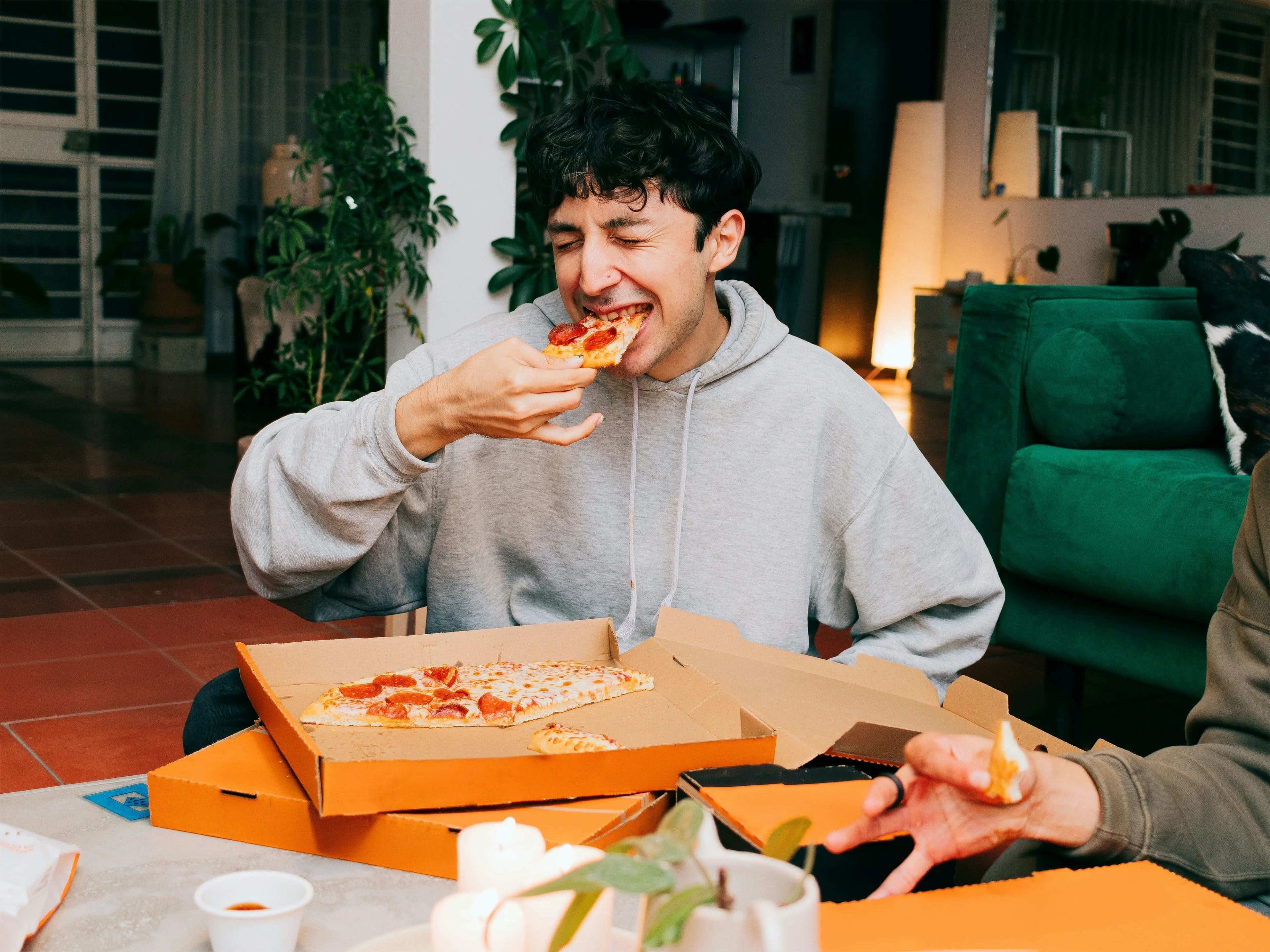 people eating pizza