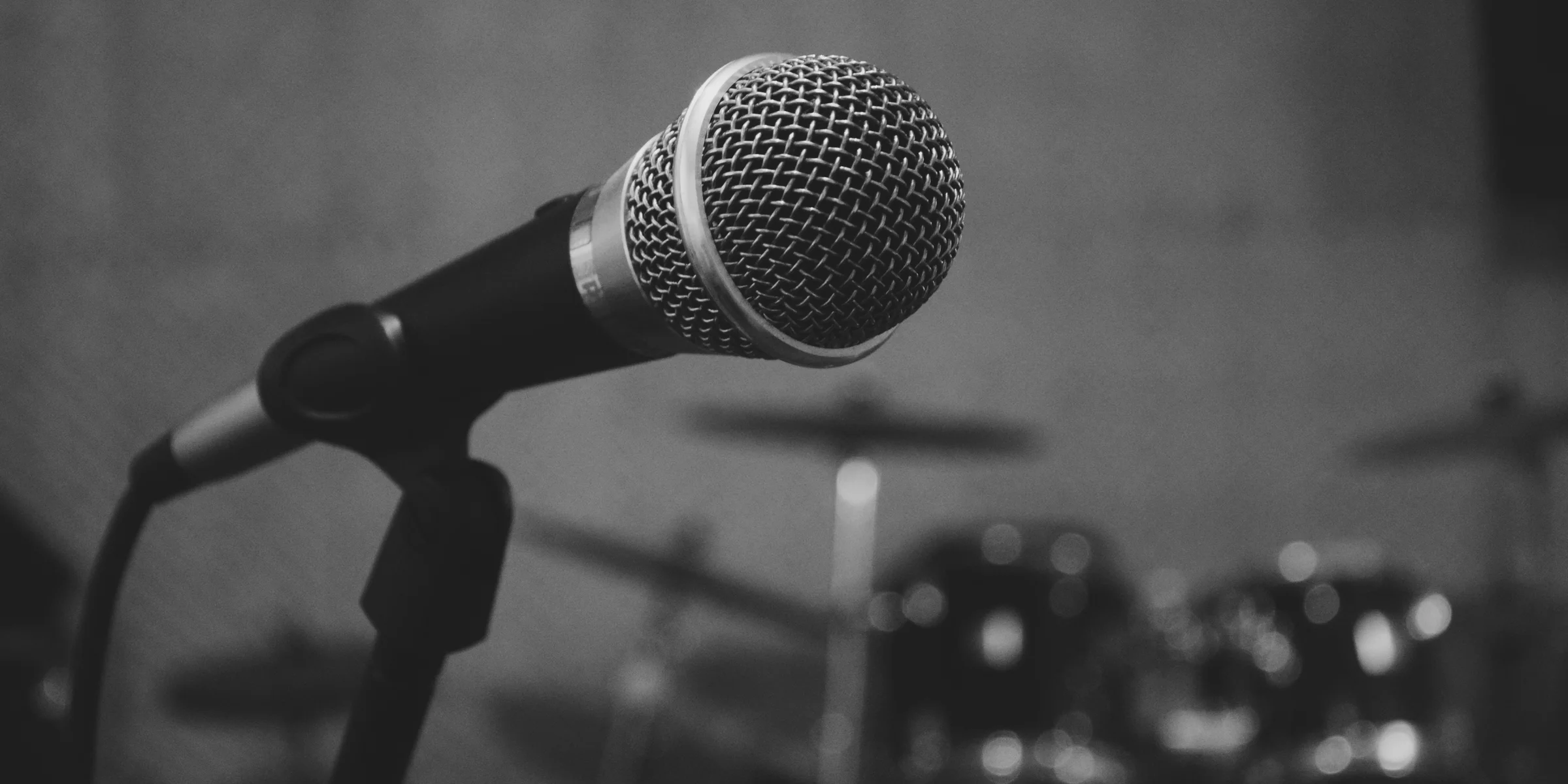 black and grey microphone on stand