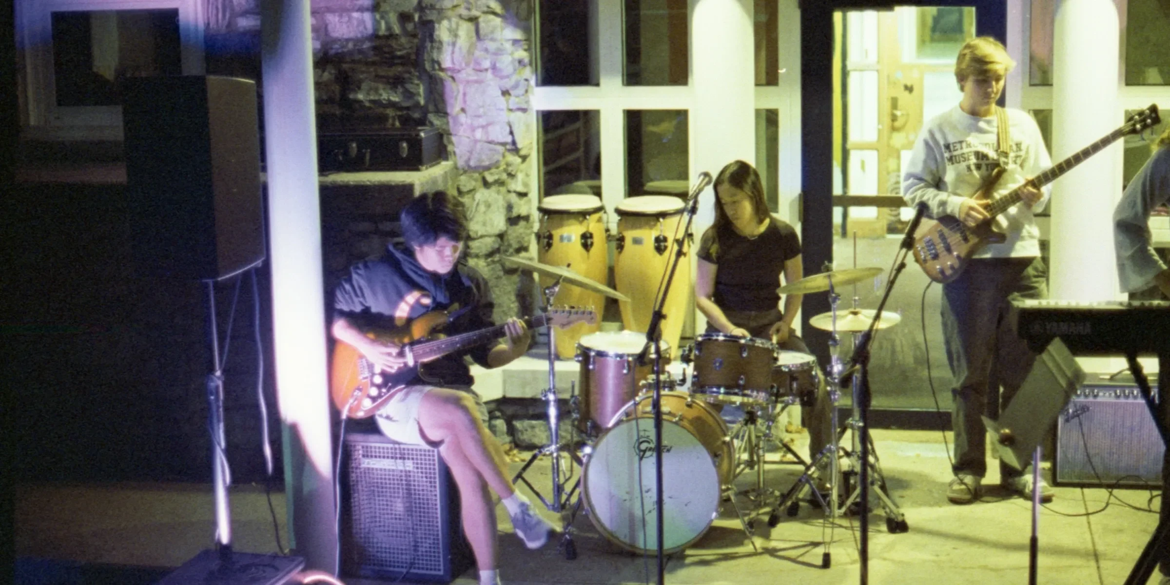 a group of people playing music together