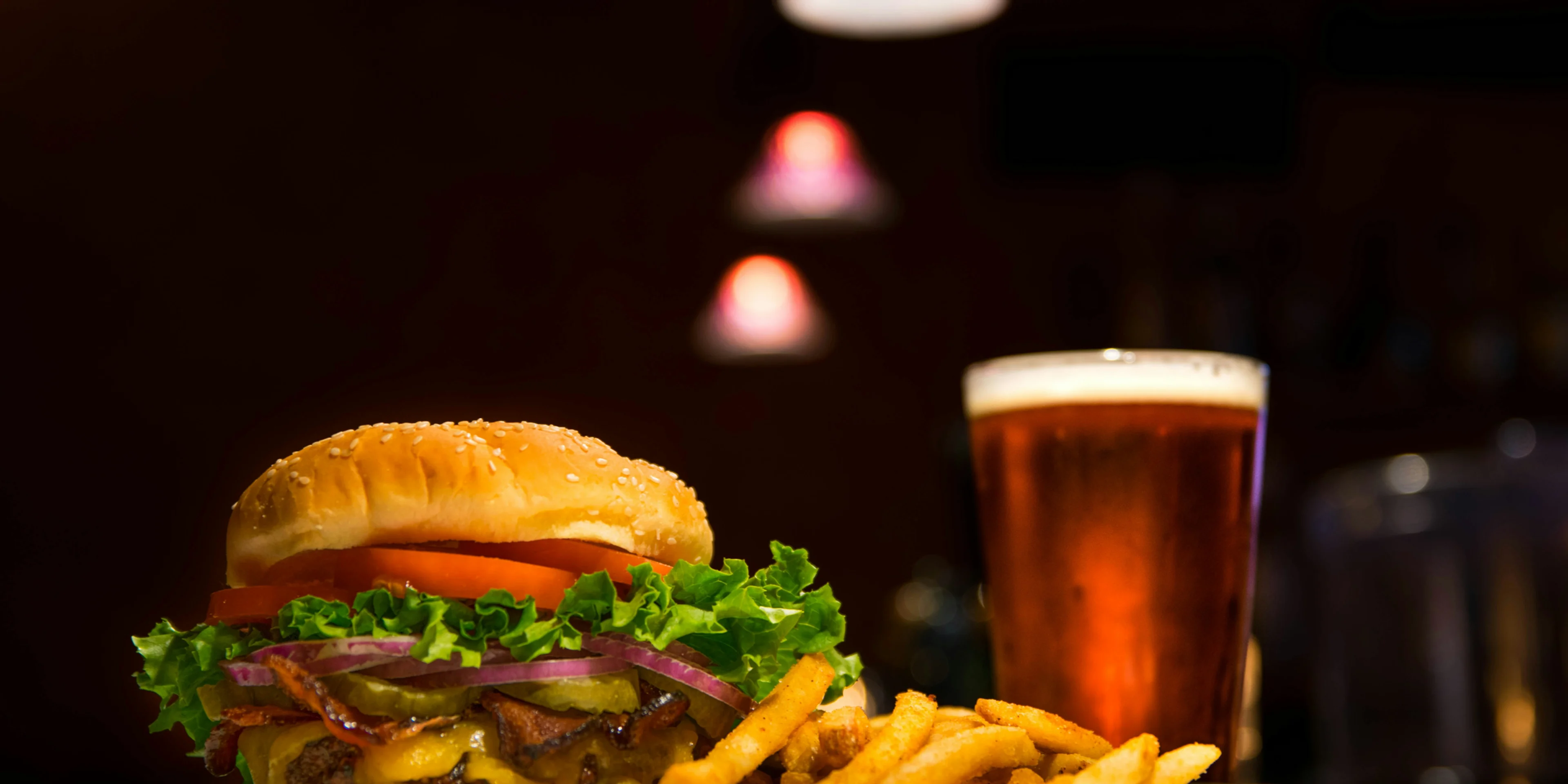 burger and fries on plate