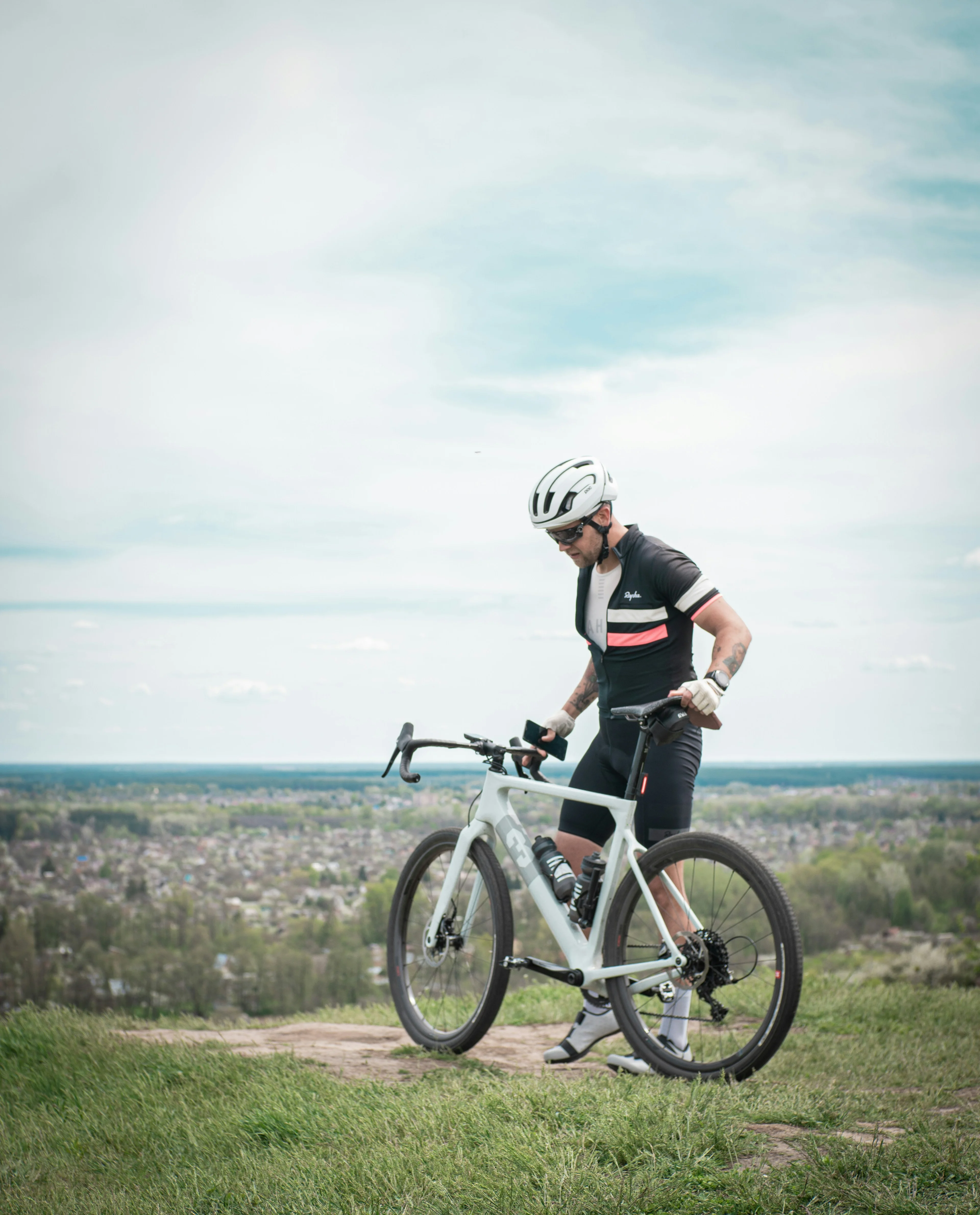 Happy person cycling