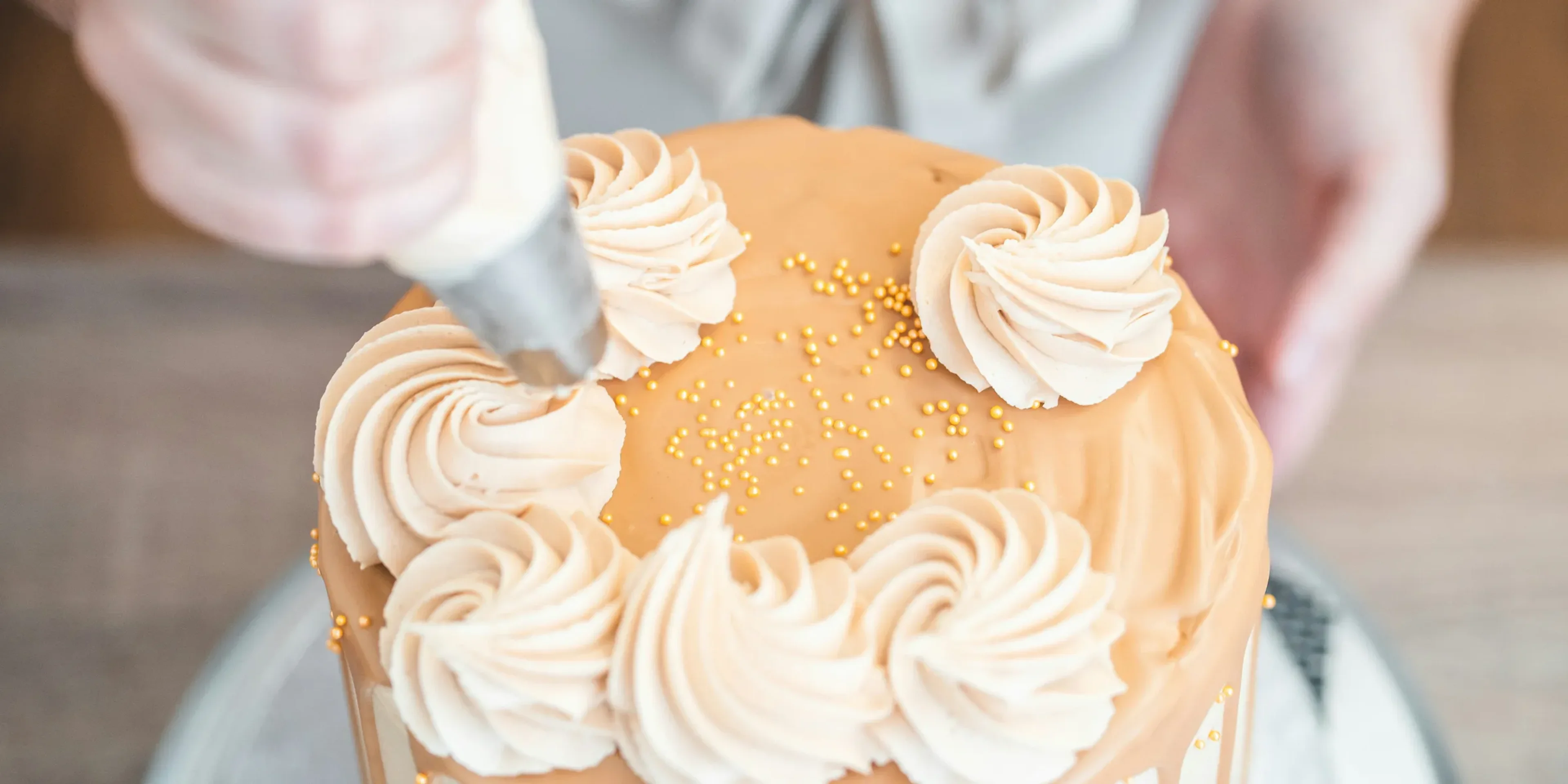 a person cutting a cake with a knife