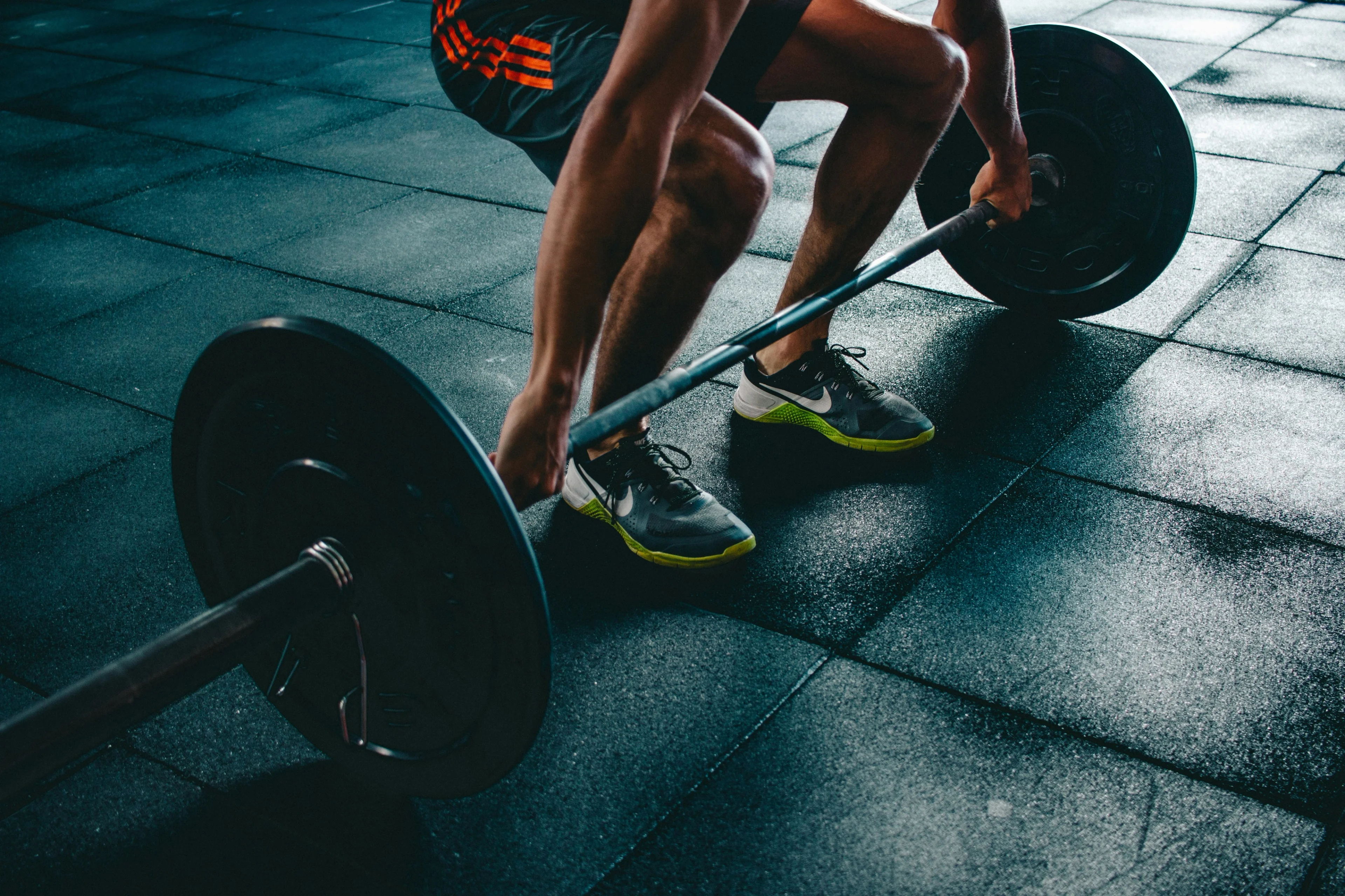 Happy person strength training