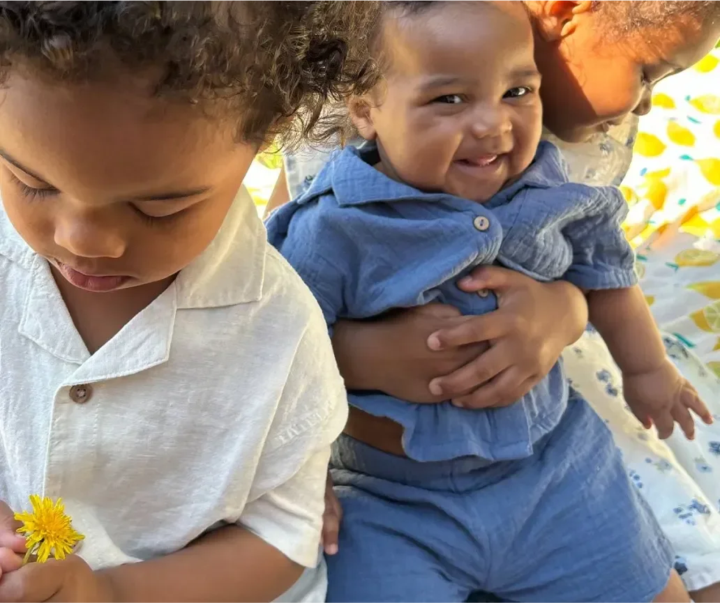 Image of an excited Baby care On Me gift card recipient. Their thank you note is below.