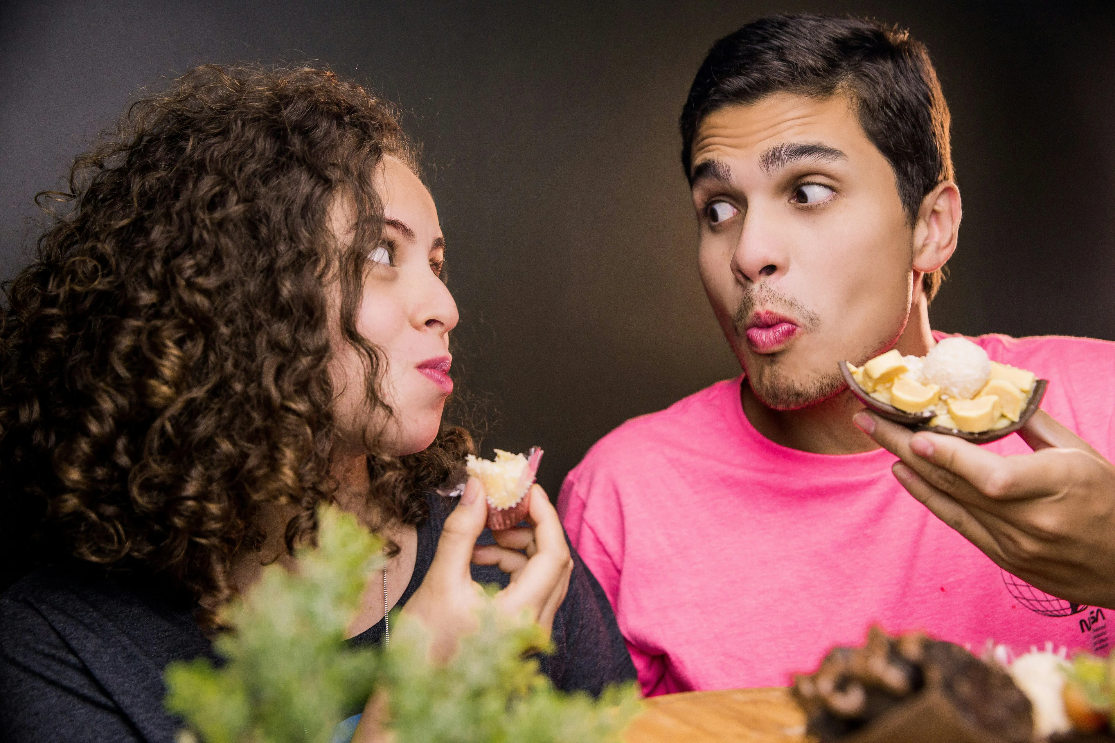 Happy friends with dessert