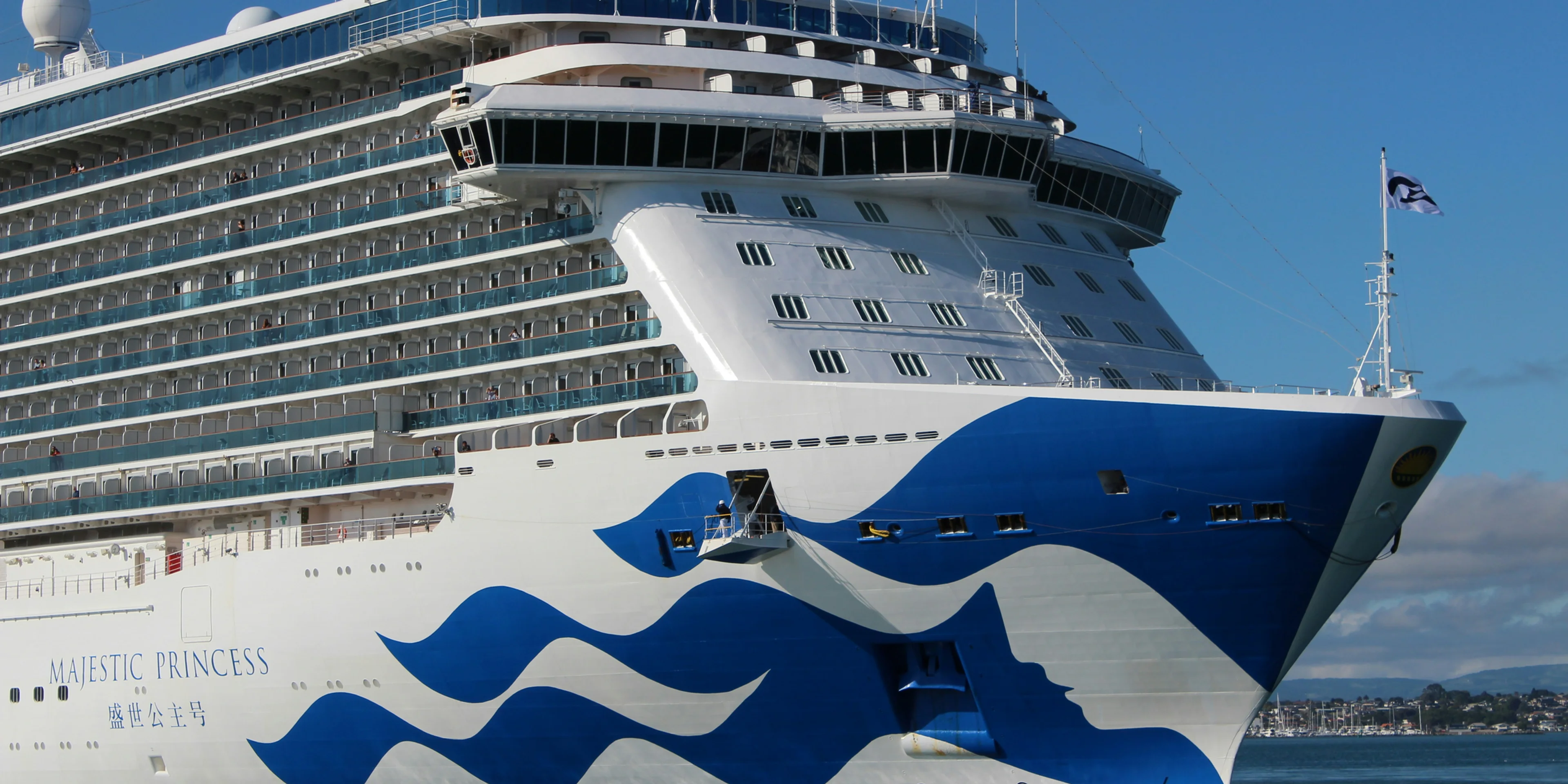white and blue cruiser ship.