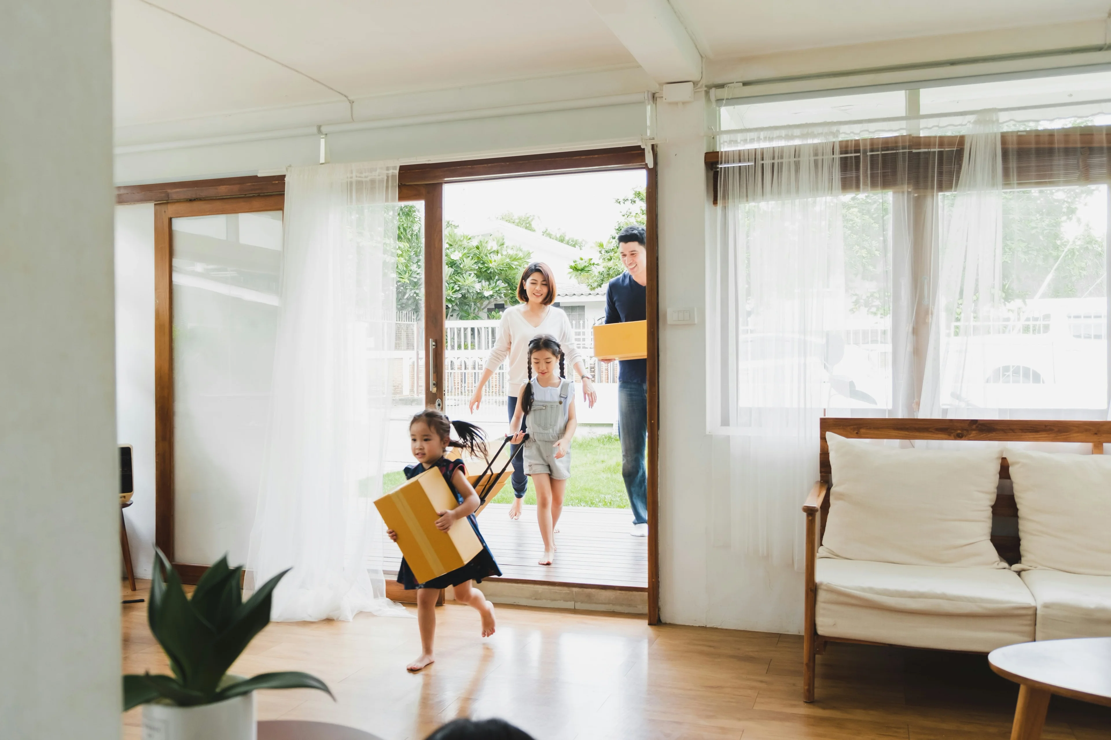 Happy person decorating a home