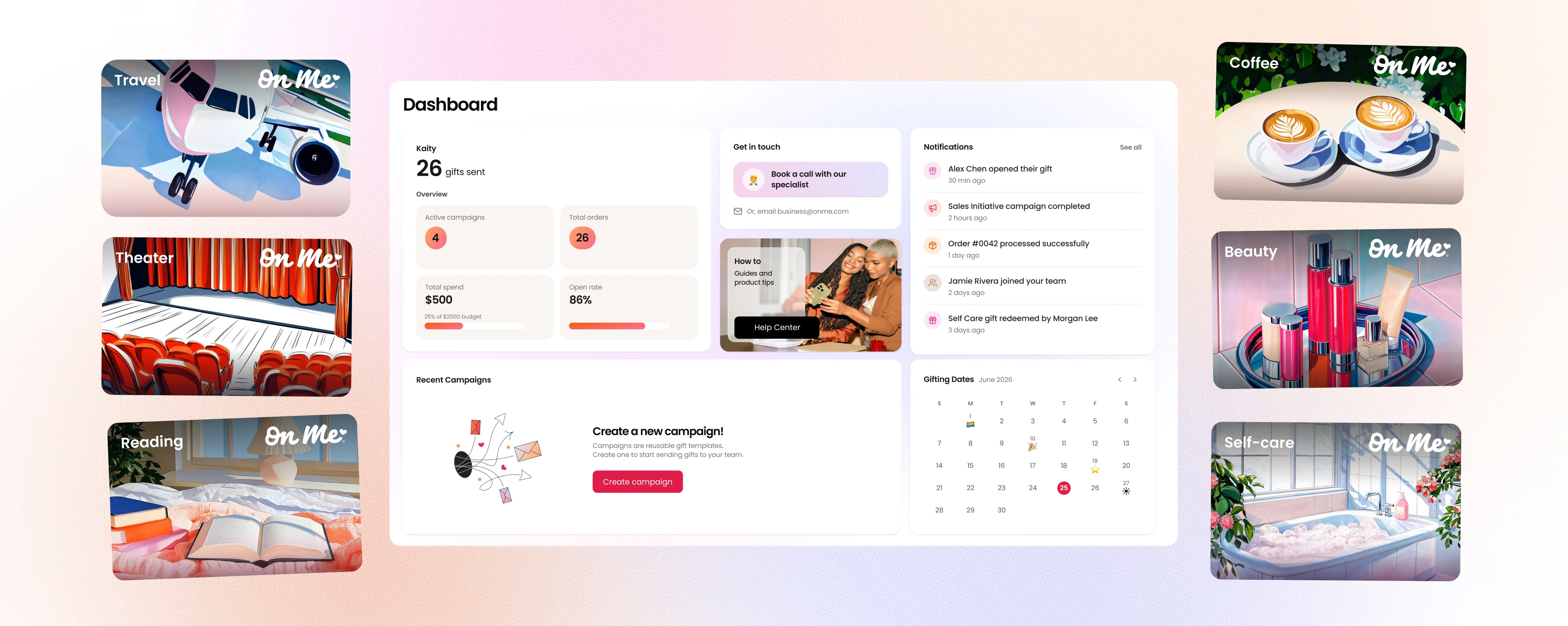 business portal featured with cards