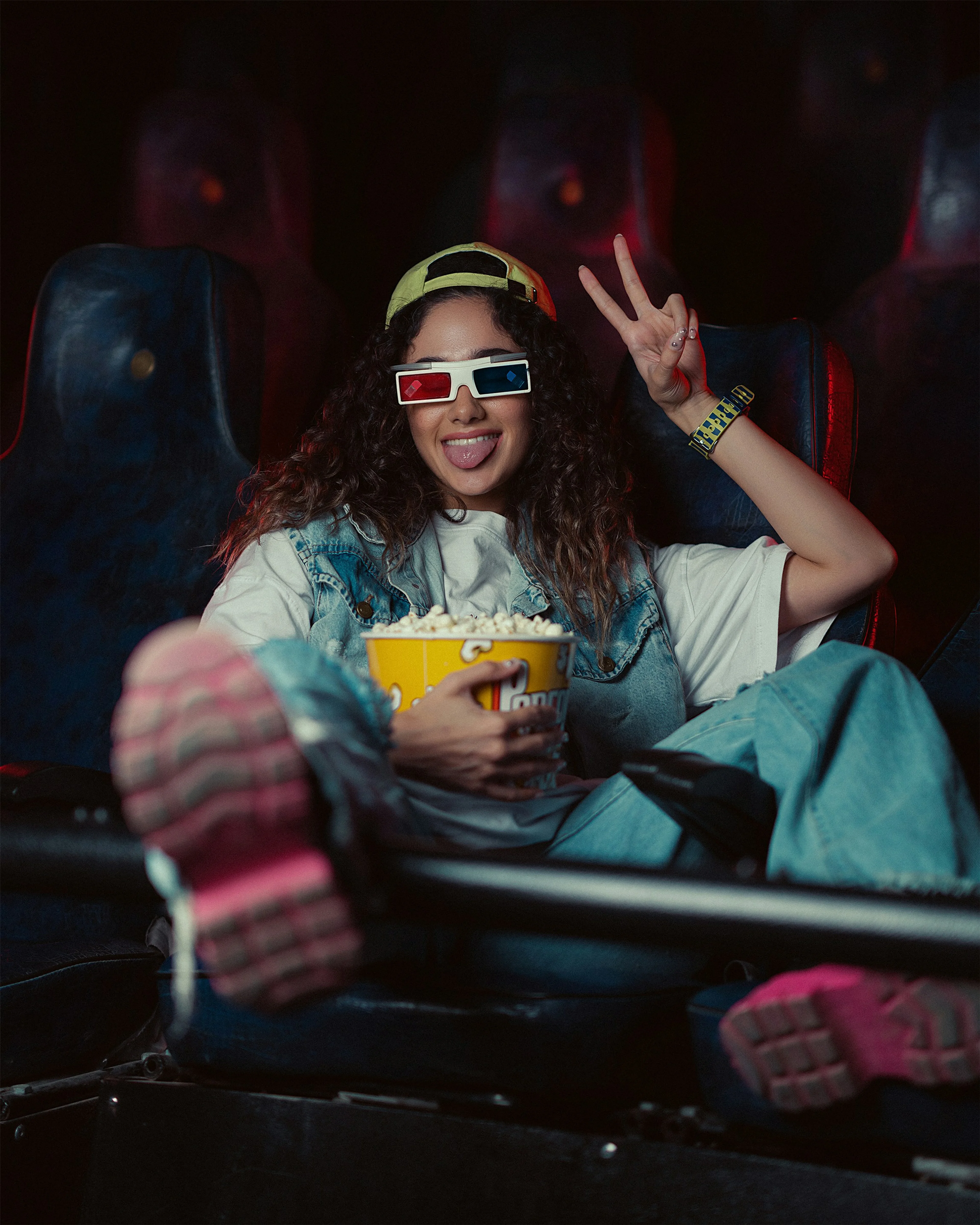 Movie theater seats and screen