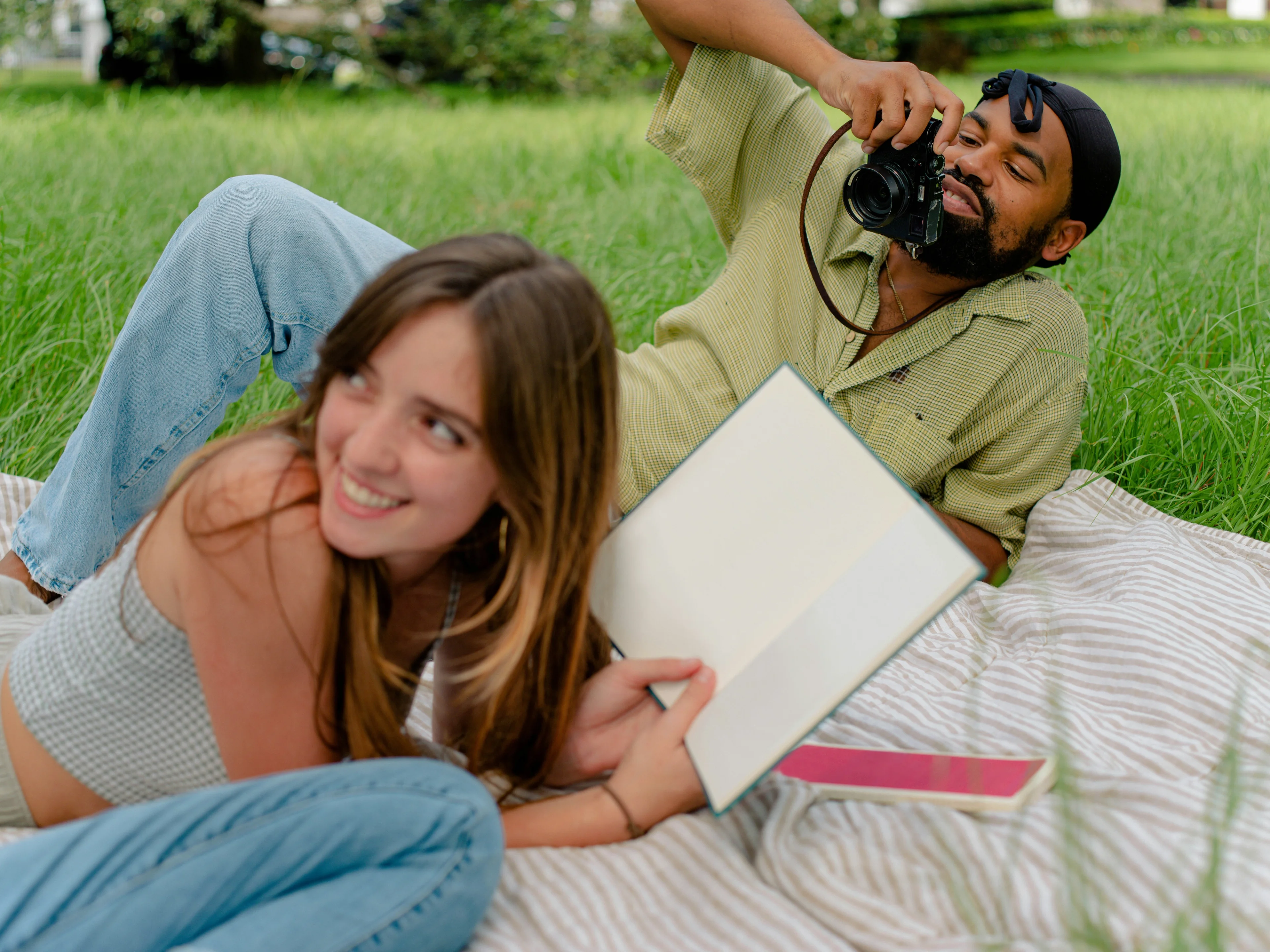 person at a picnic taking a picture