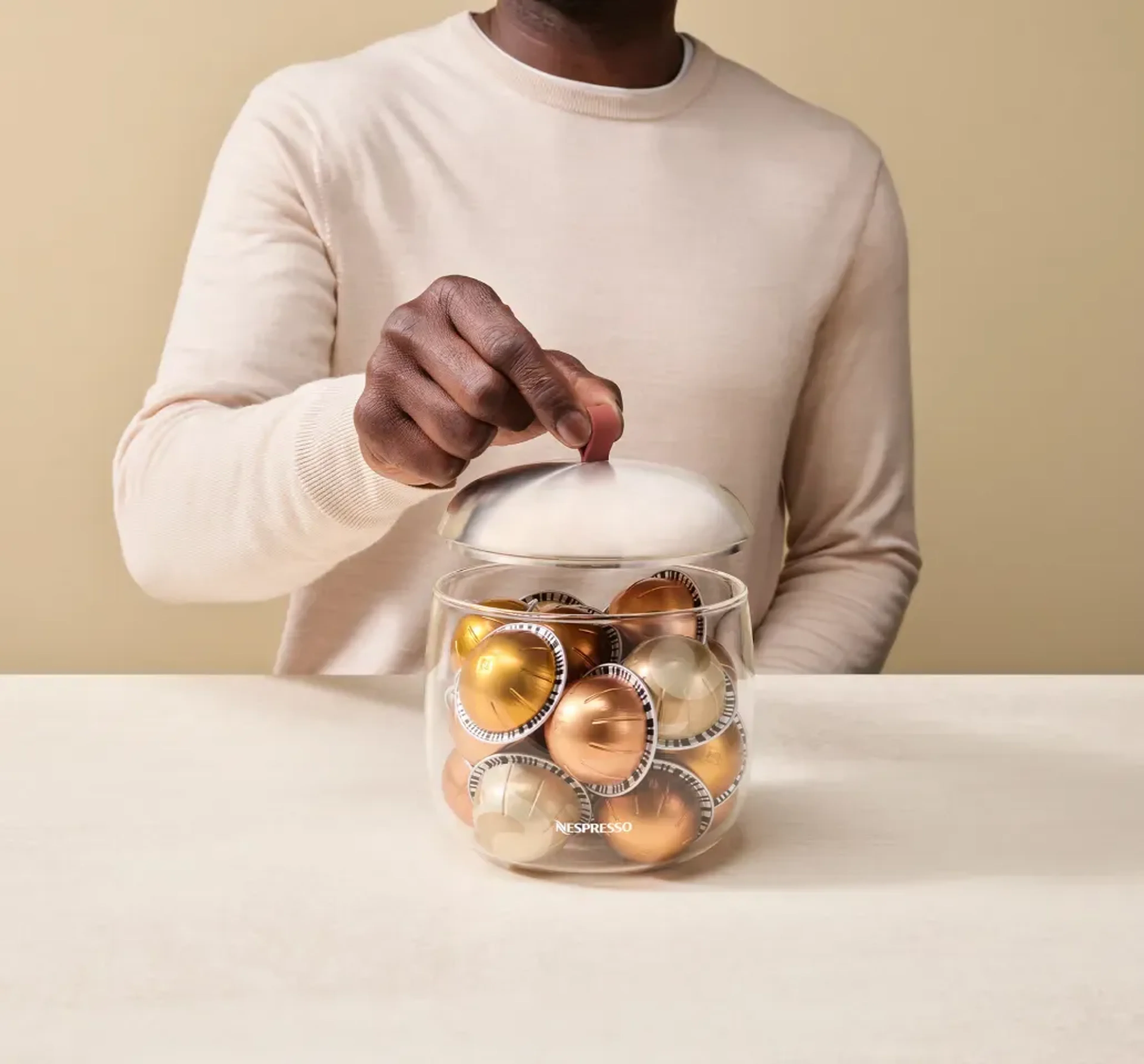Coffee imagery featuring Lume Mia Capsule Dispenser