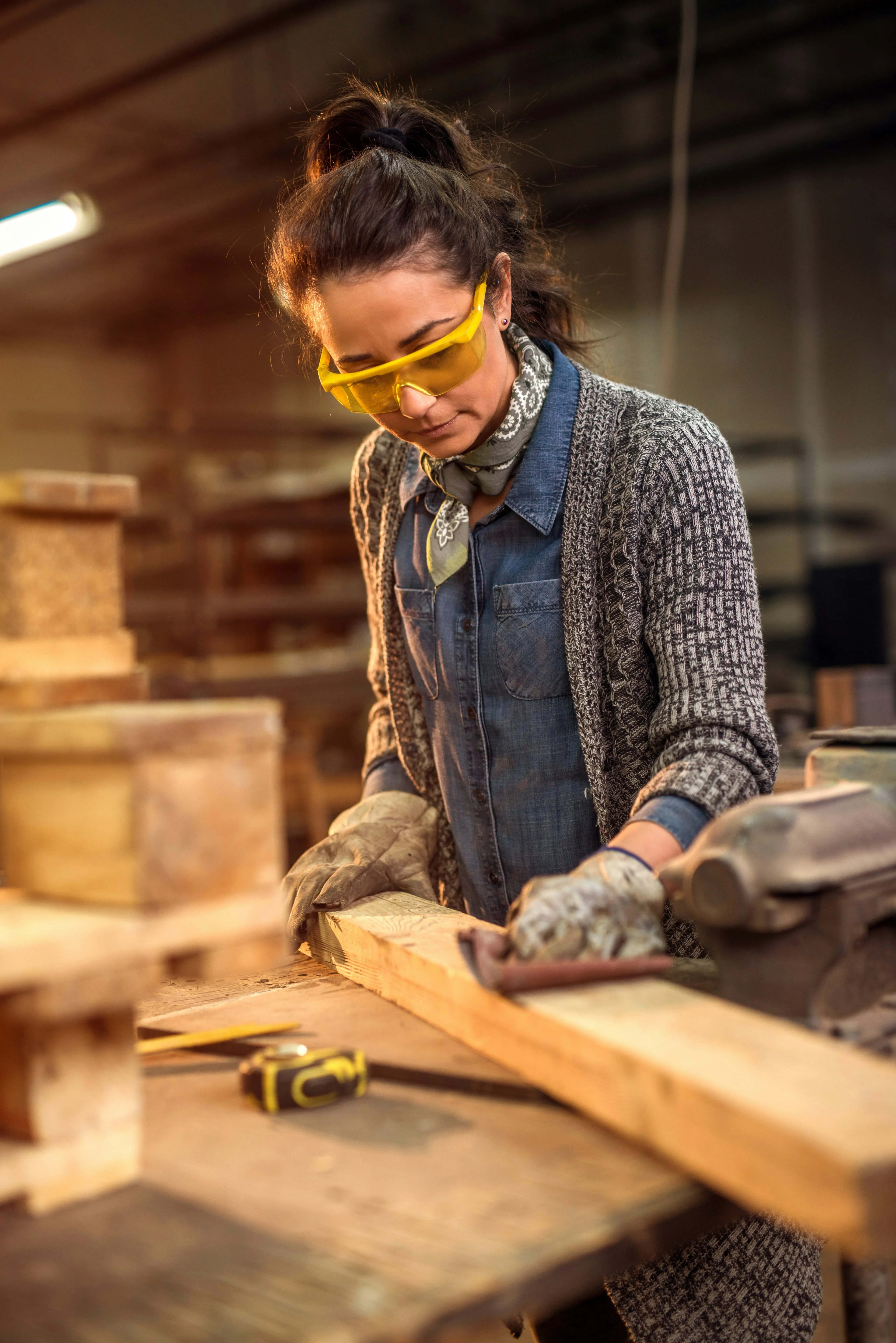 Woodworking person