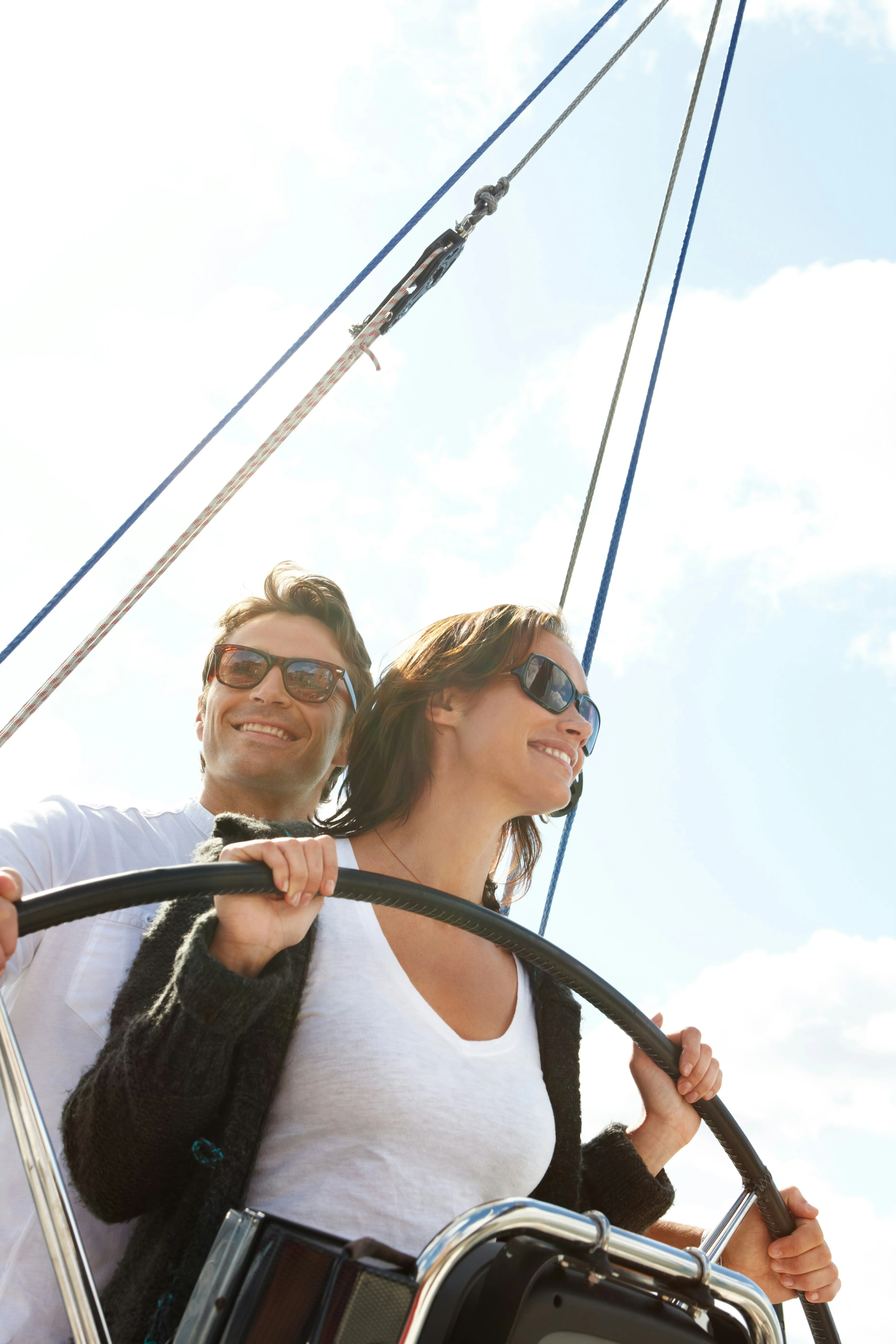 couple on boat on lake