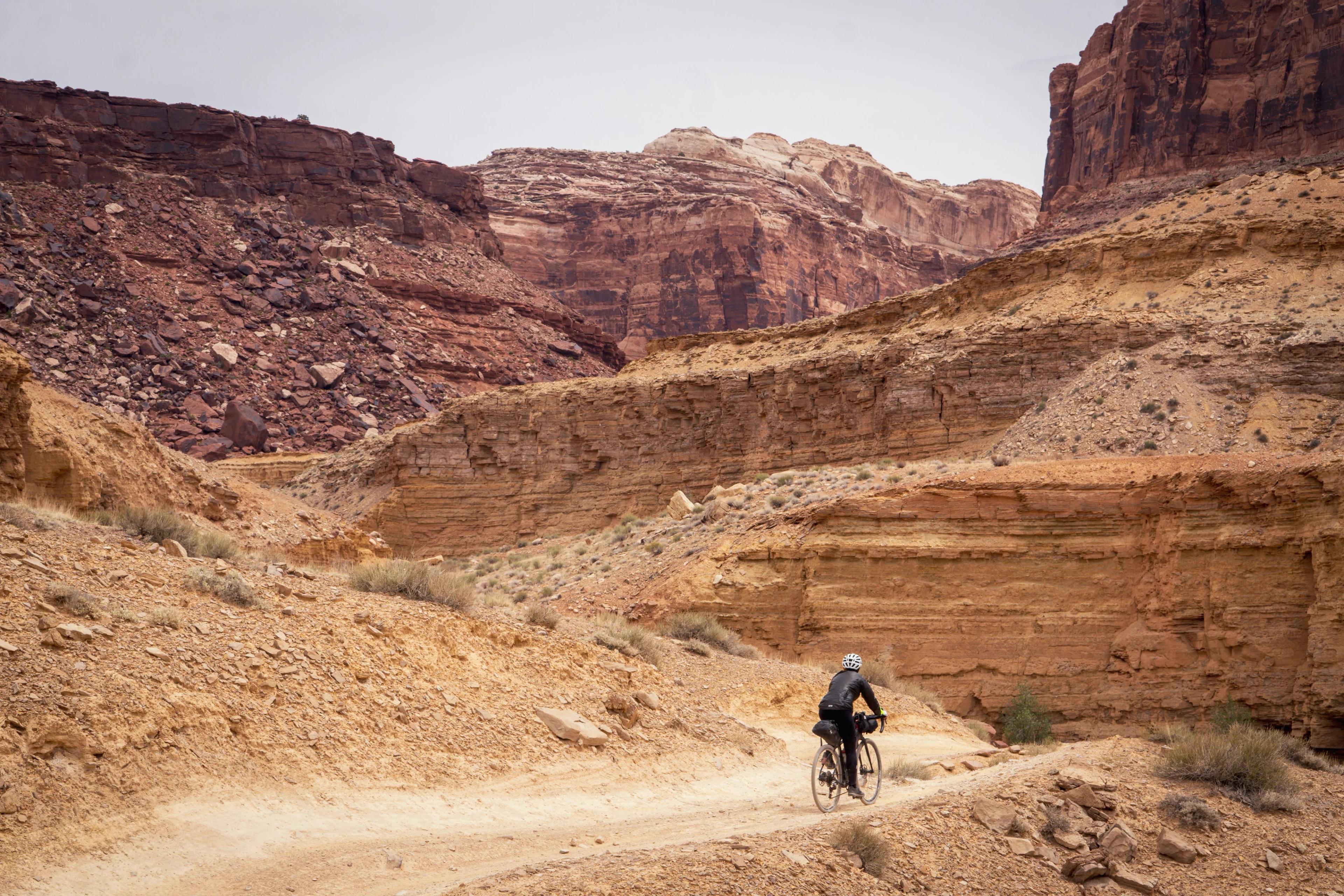 Cyclist on open road