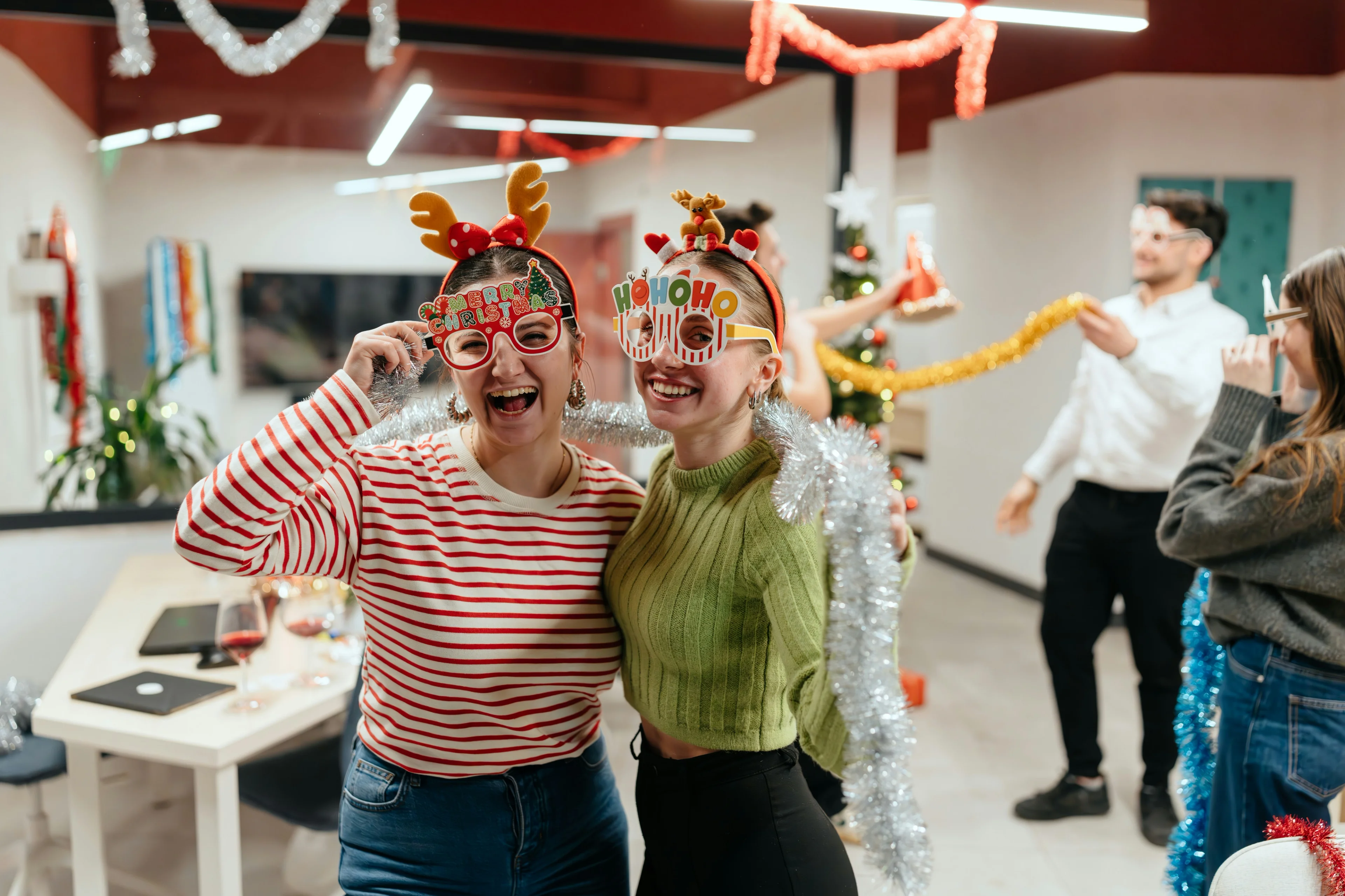 A company team celebrating the holidays