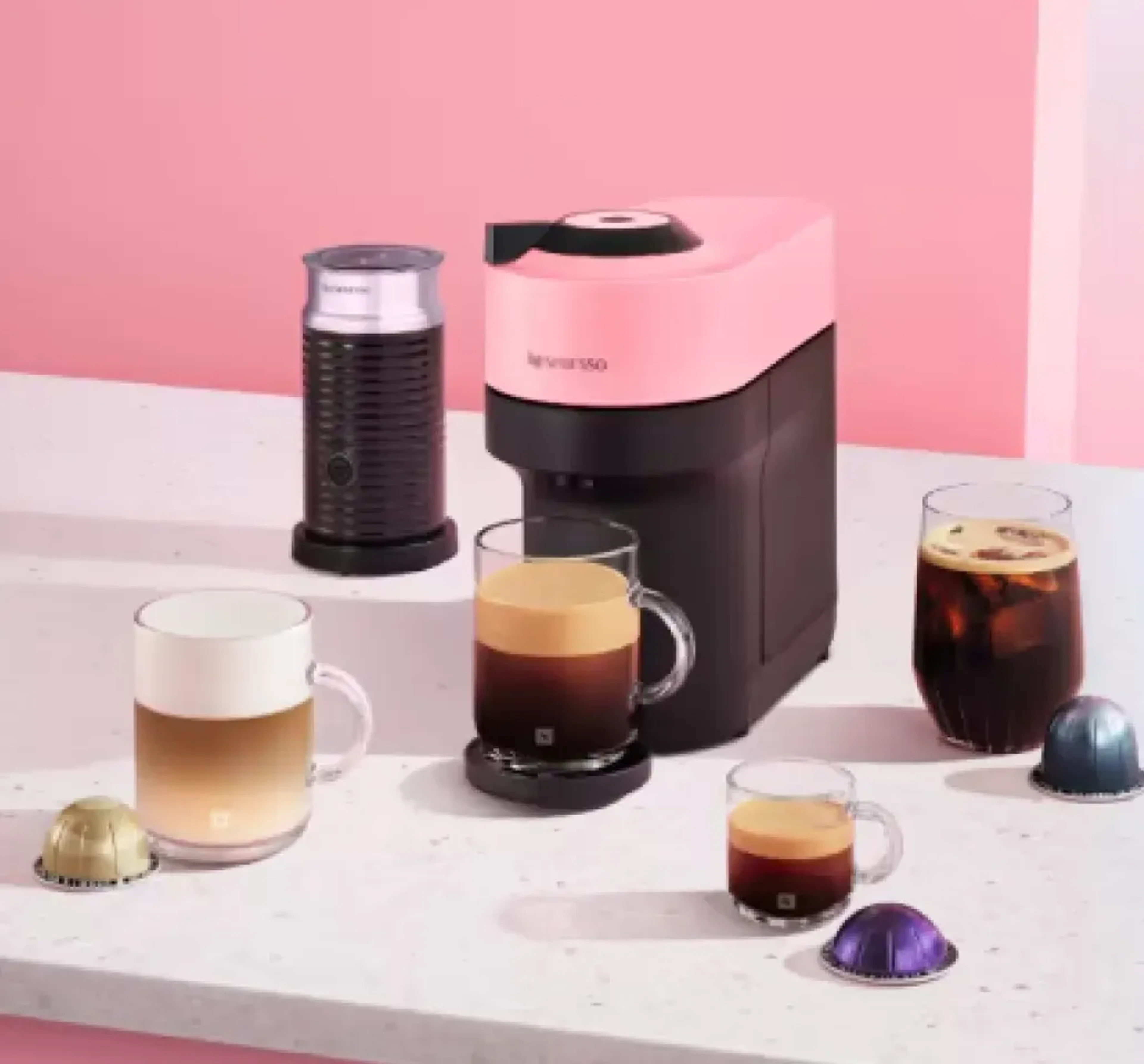 Coffee imagery featuring Vertuo Pop