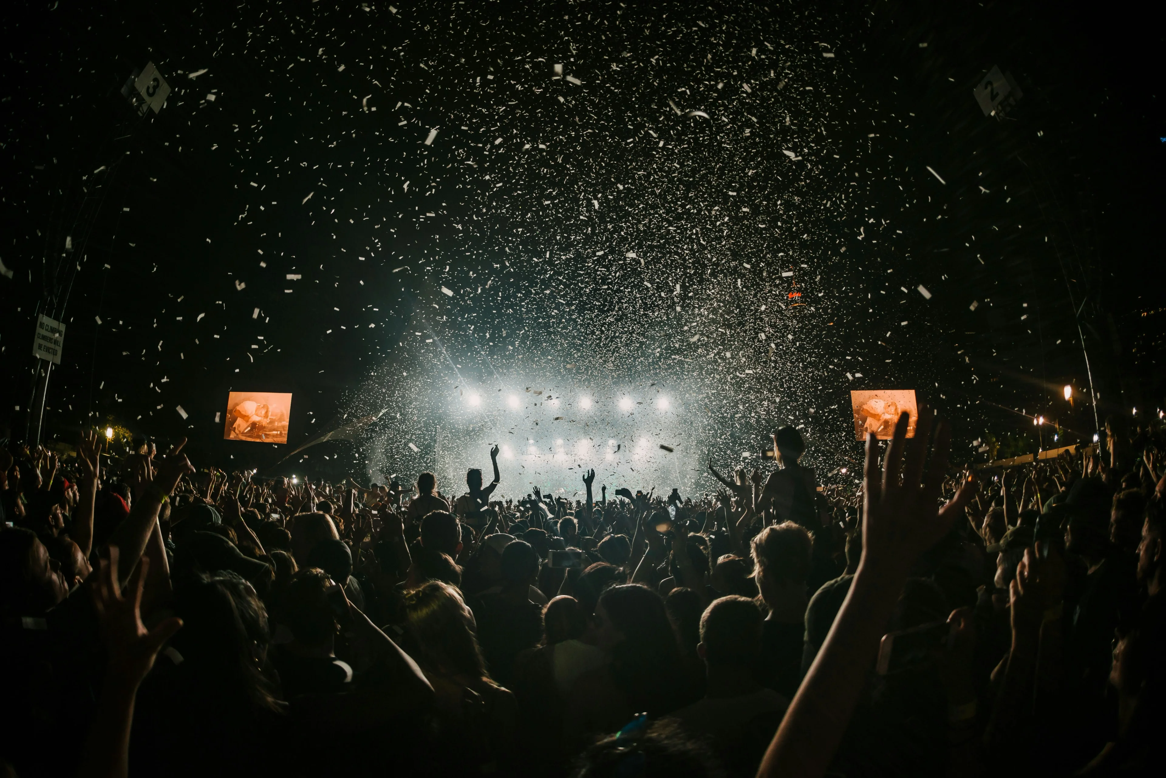 Happy crowd at night festival