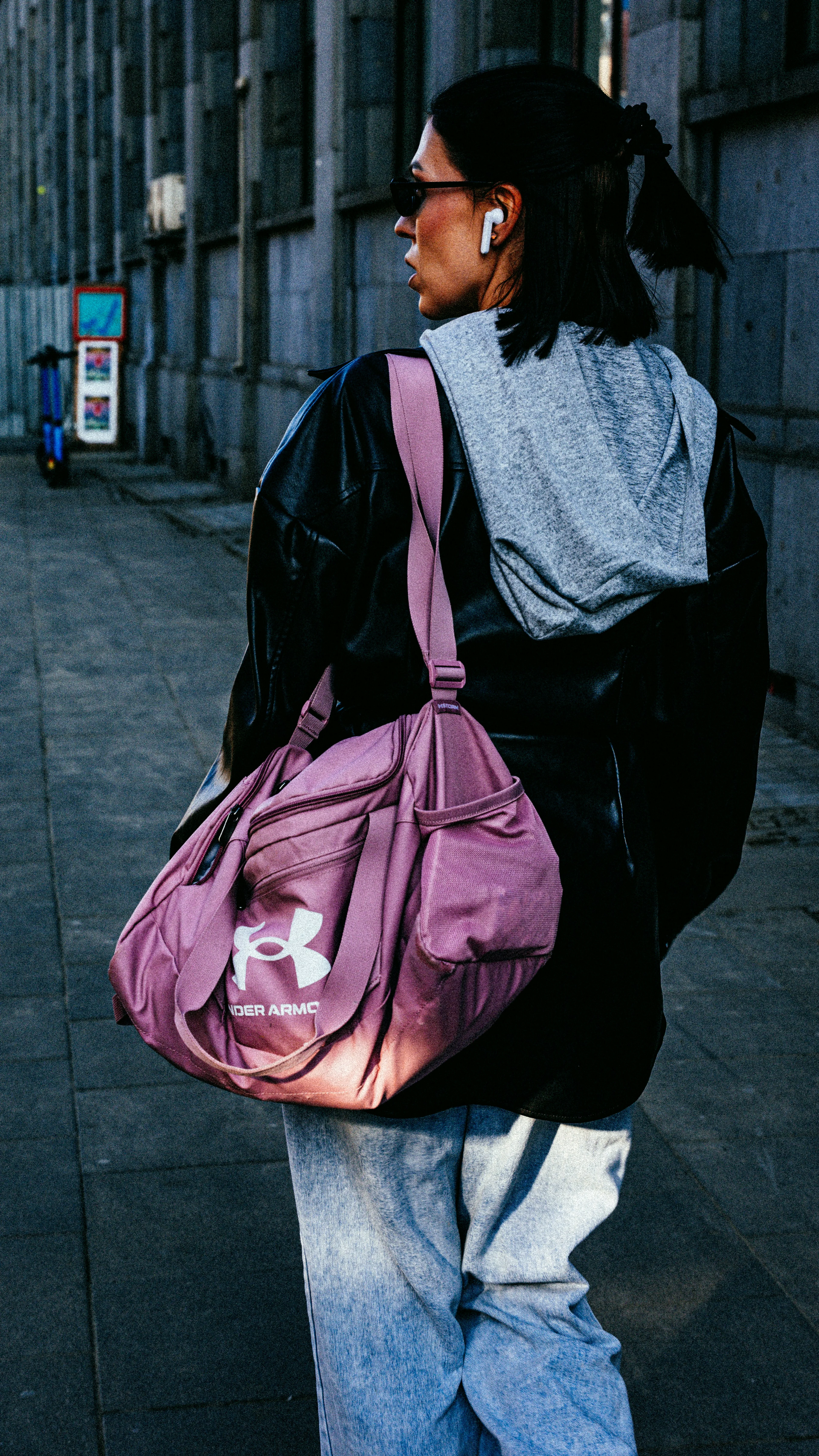 girl walking with her bag