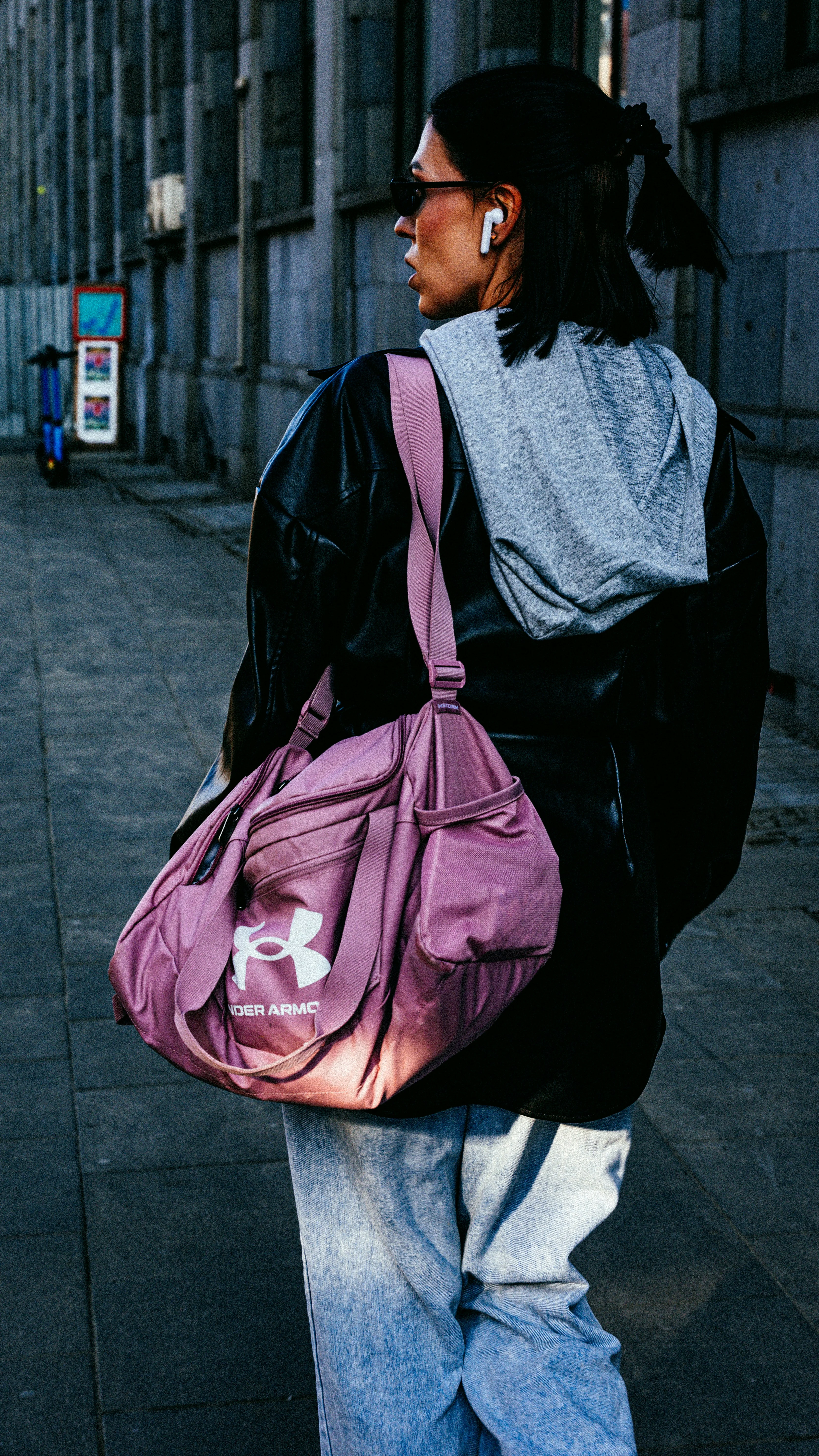 girl walking with her bag