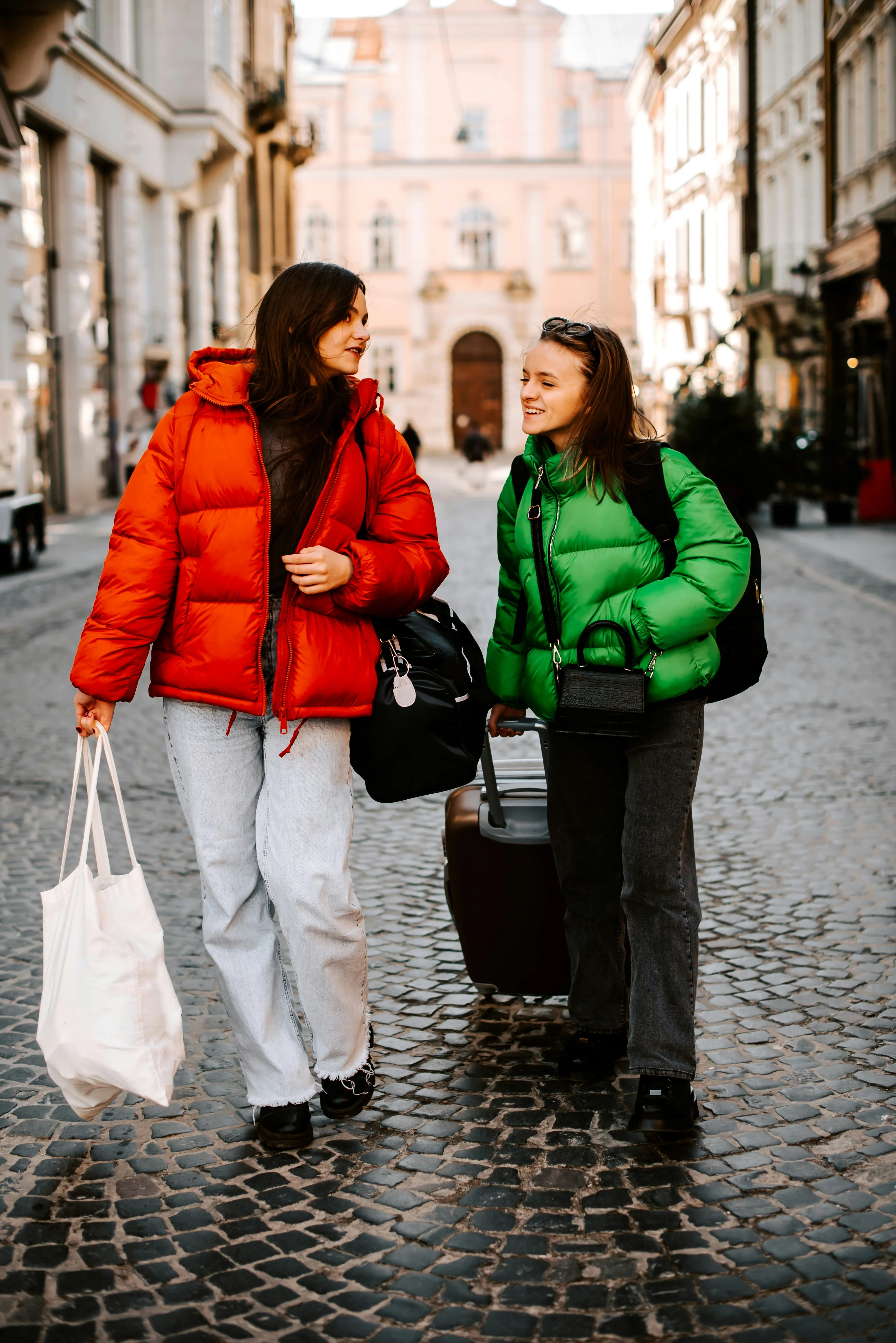 two women traveling