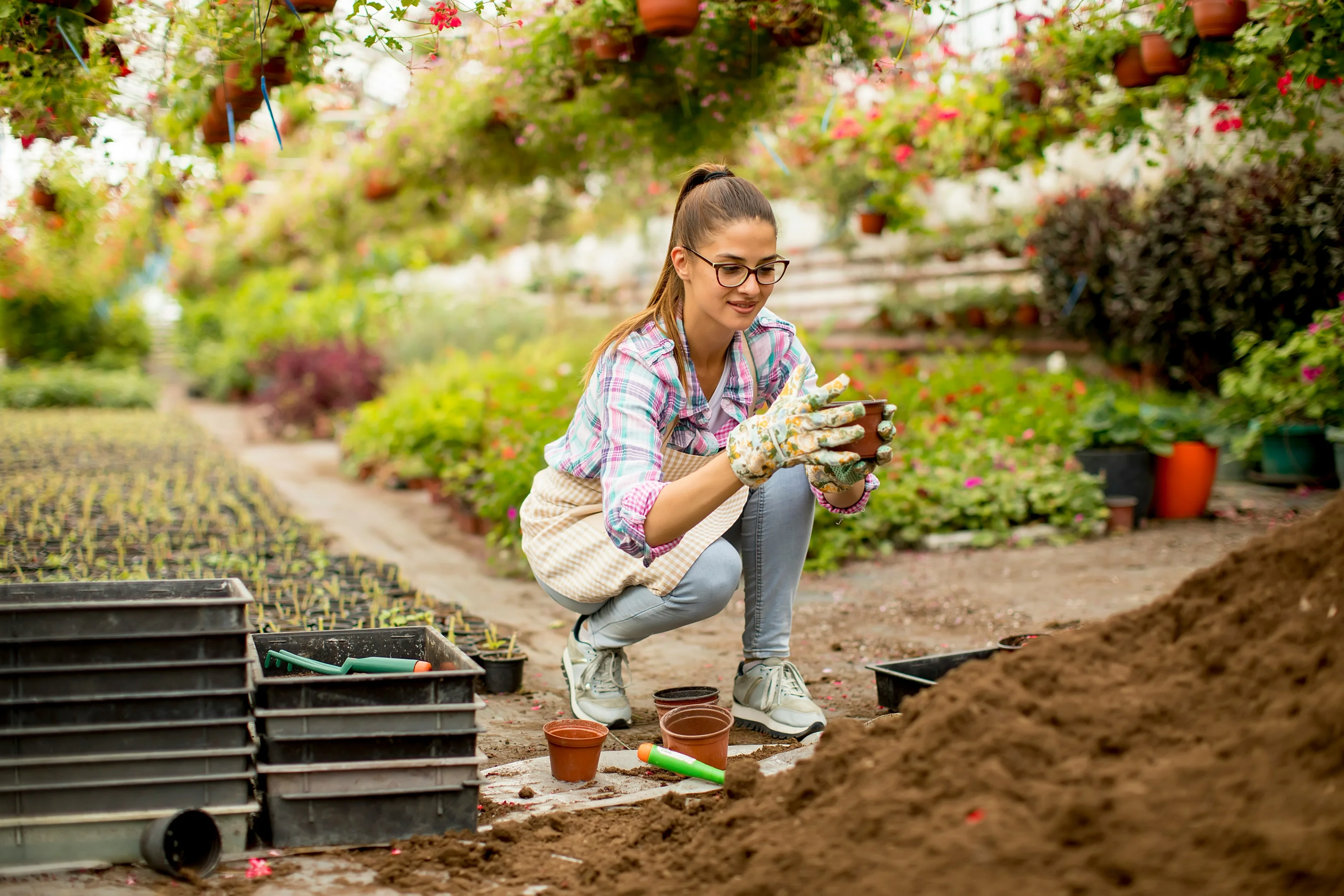 Hands planting seeds