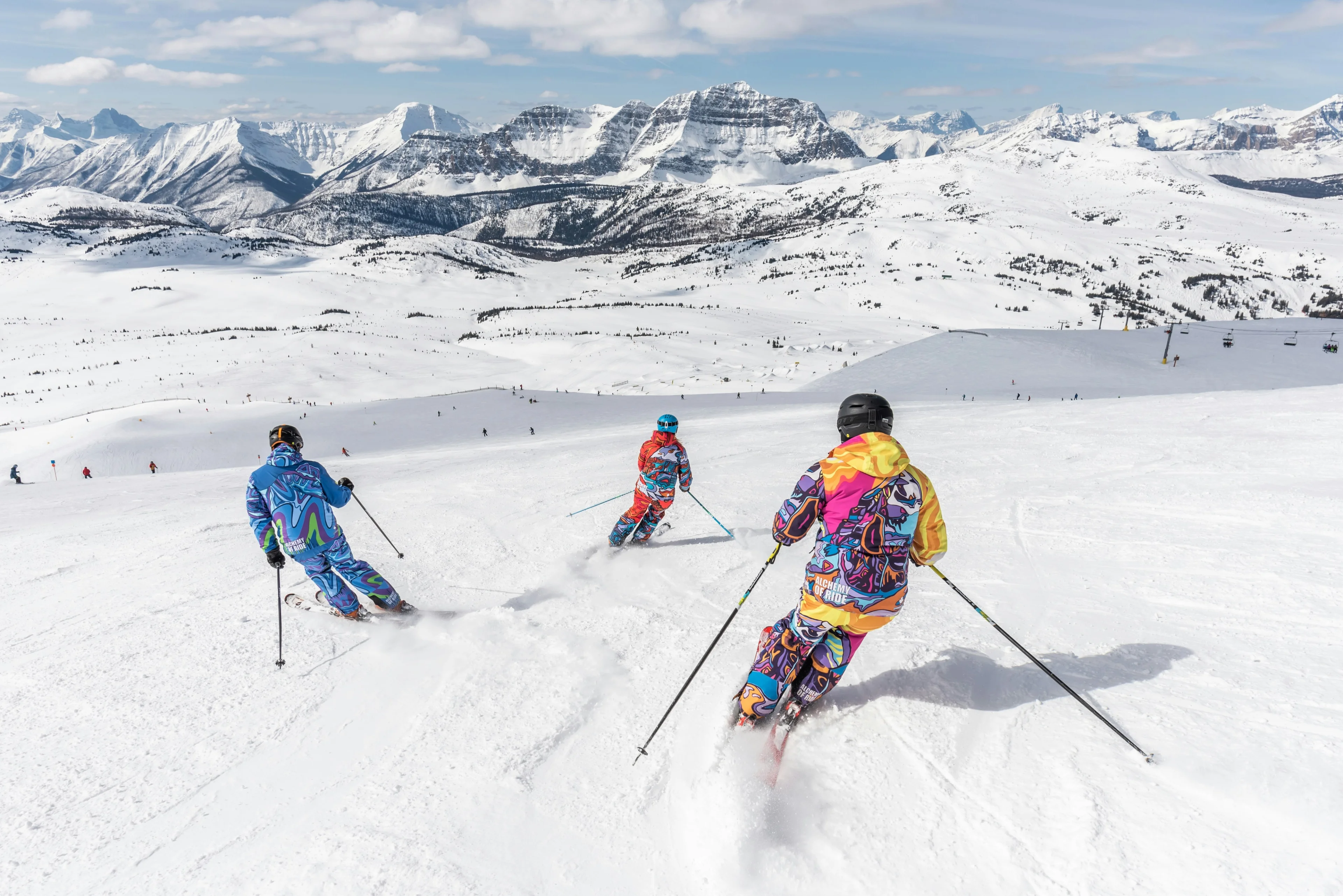 Happy person in snowy mountains