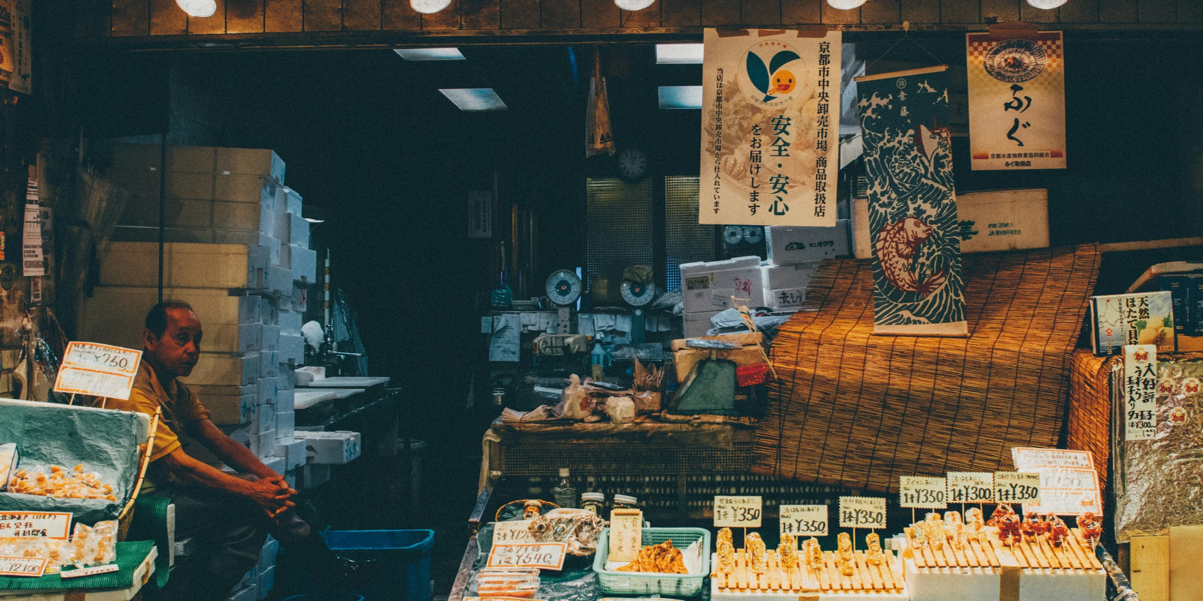 person sitting inside store.