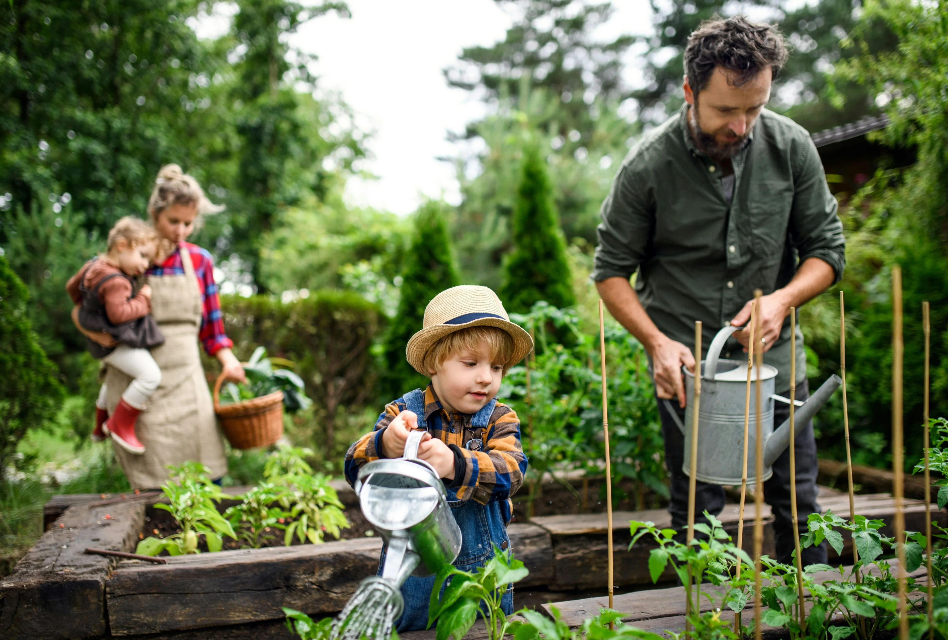 happy people gardening