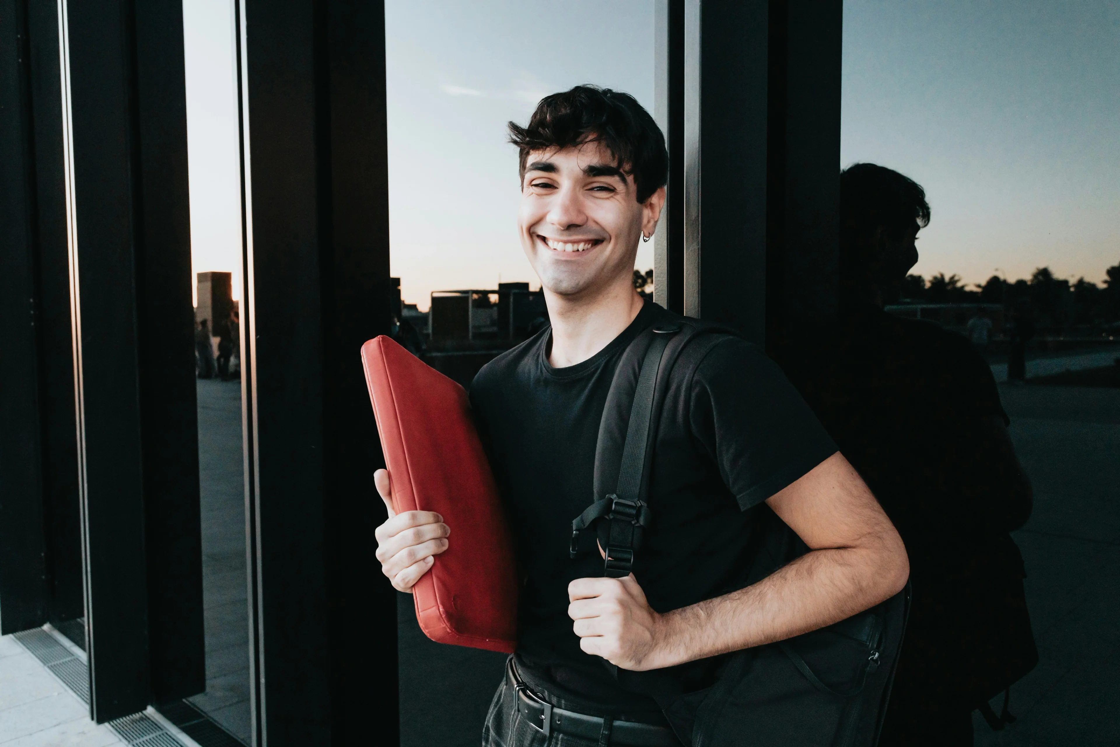 happy person with binder