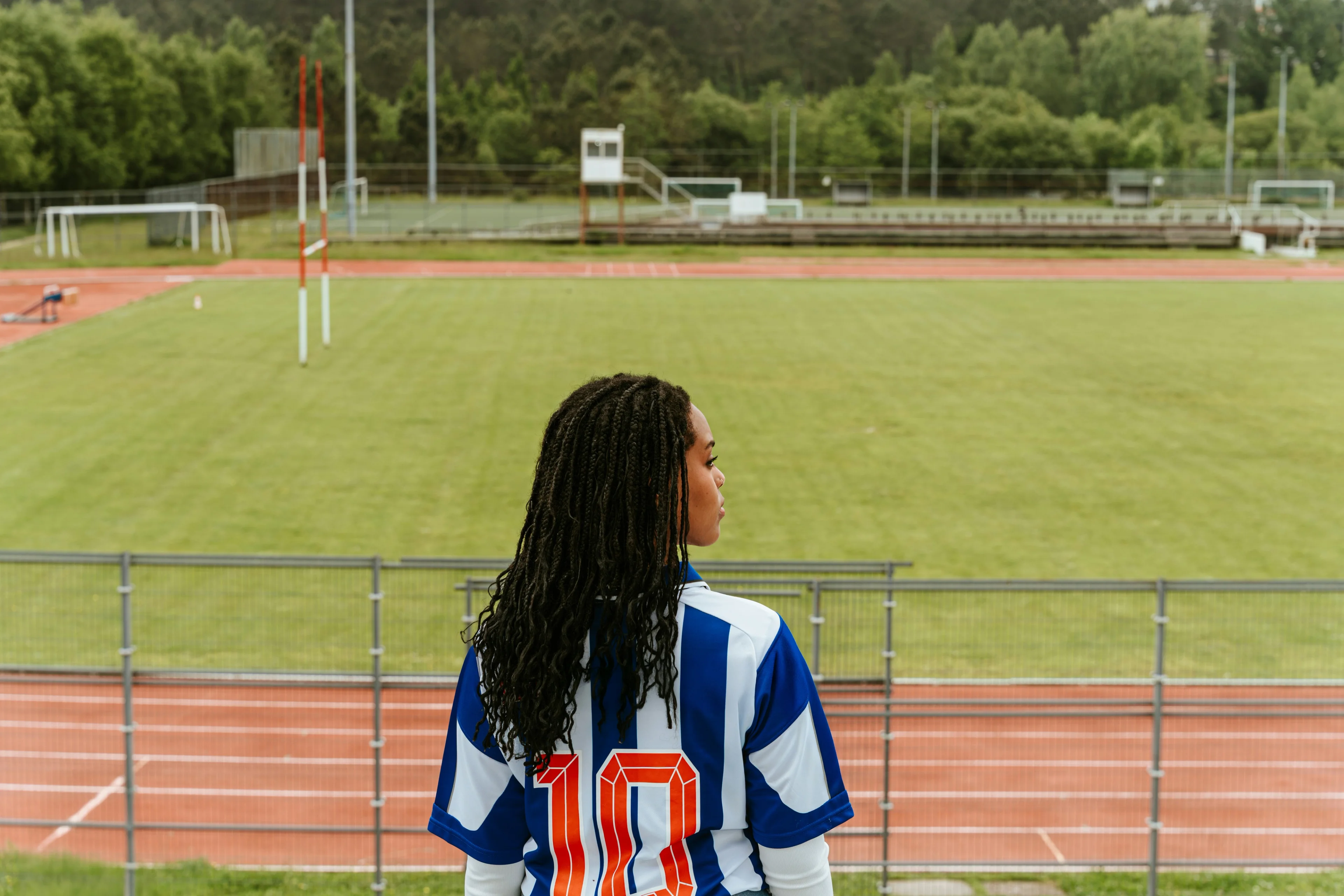 girl wearing a jersey