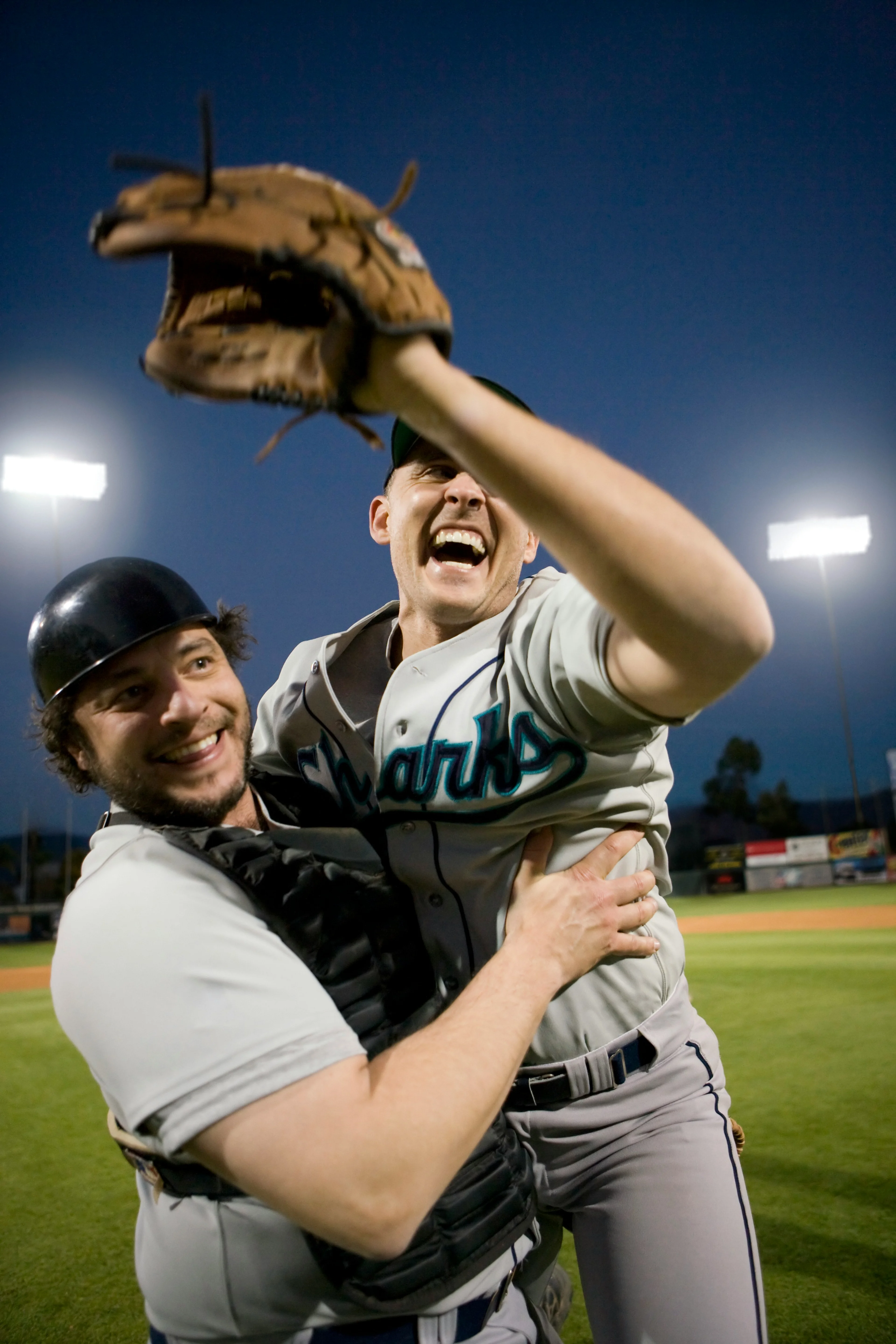 Happy person playing baseball