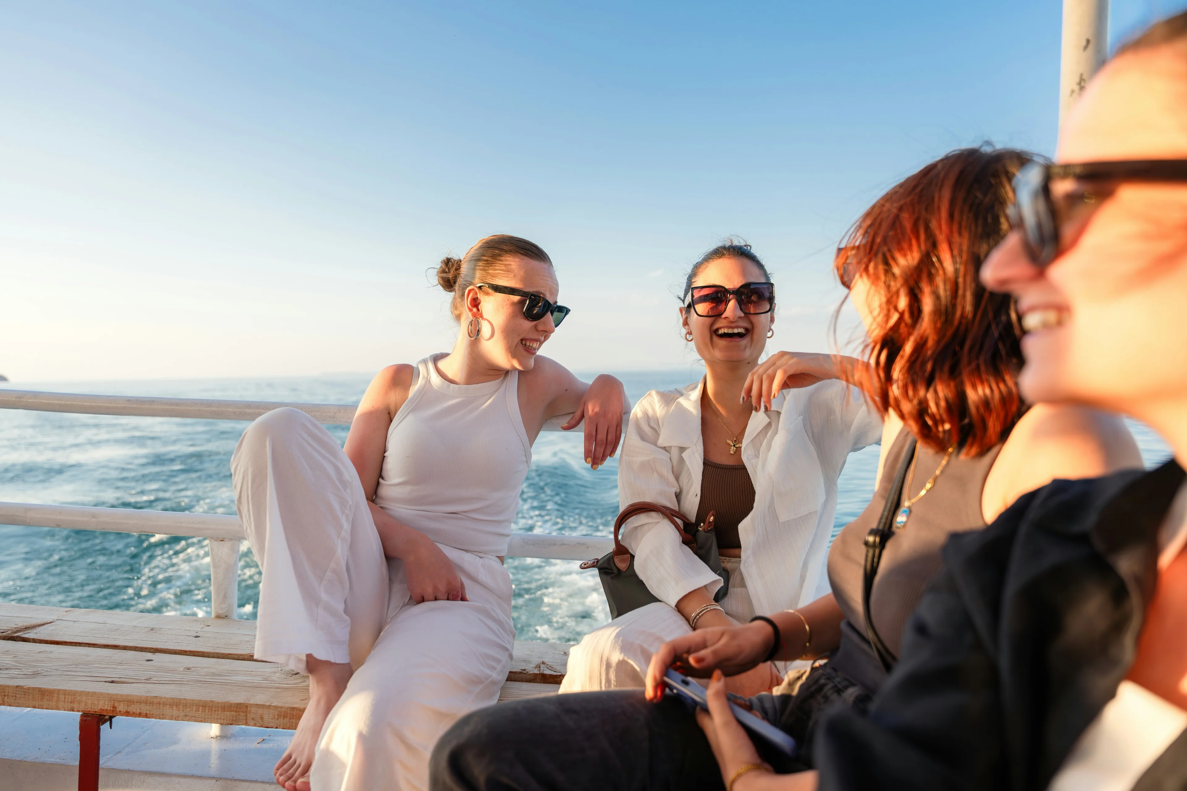 happy people on boat