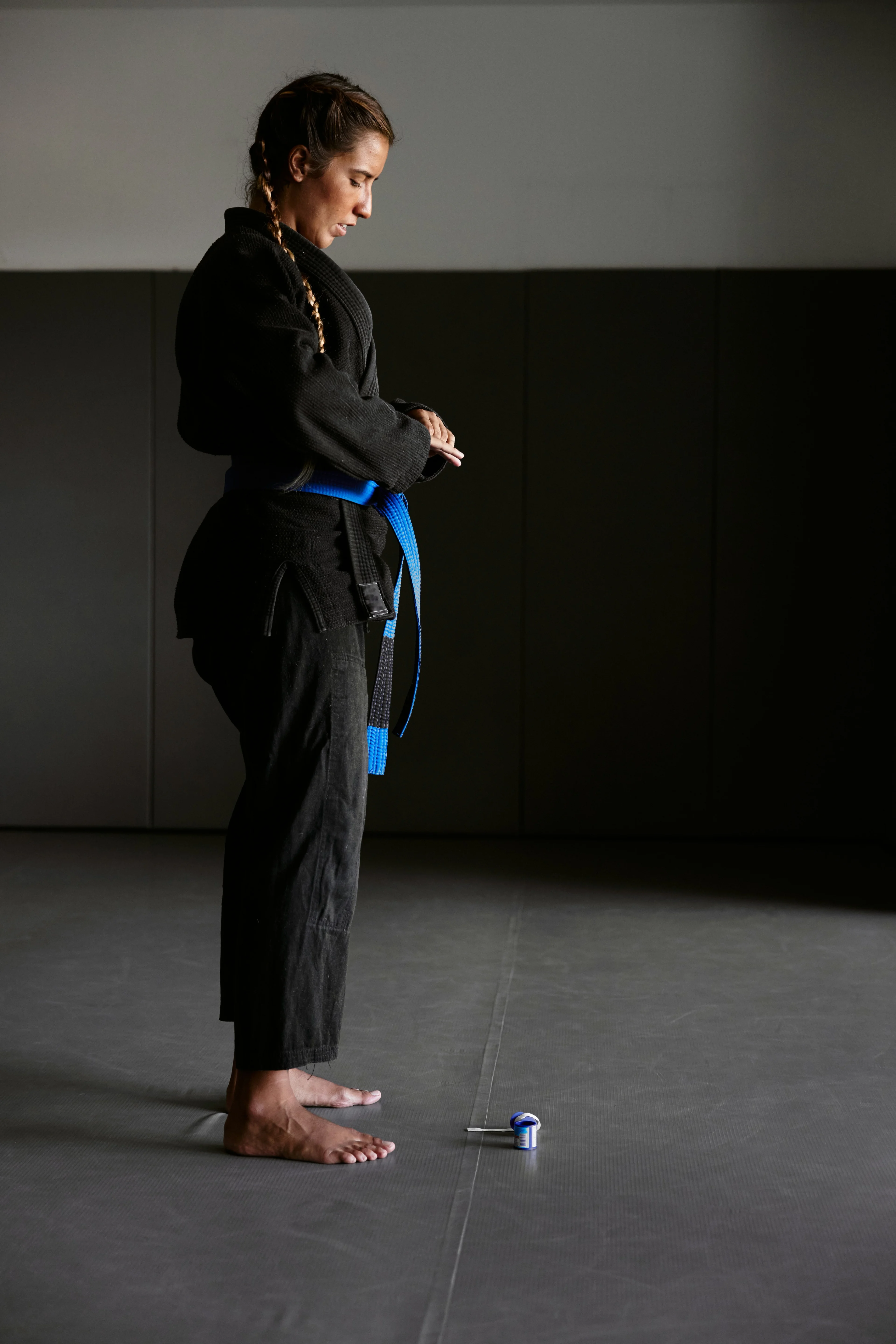 girl practicing for martial arts session