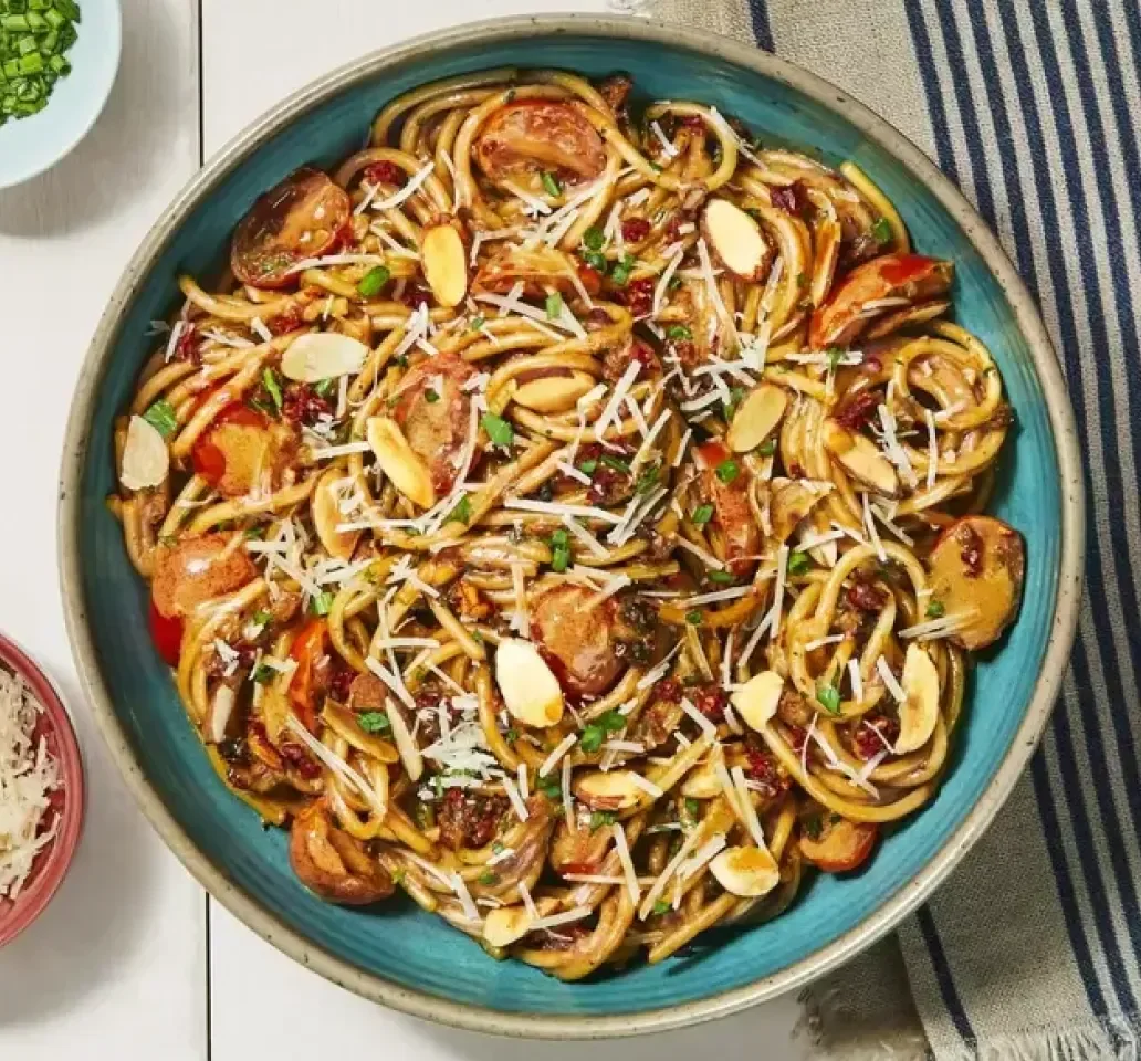 Dinner imagery featuring Choose from 100+ weekly menu items