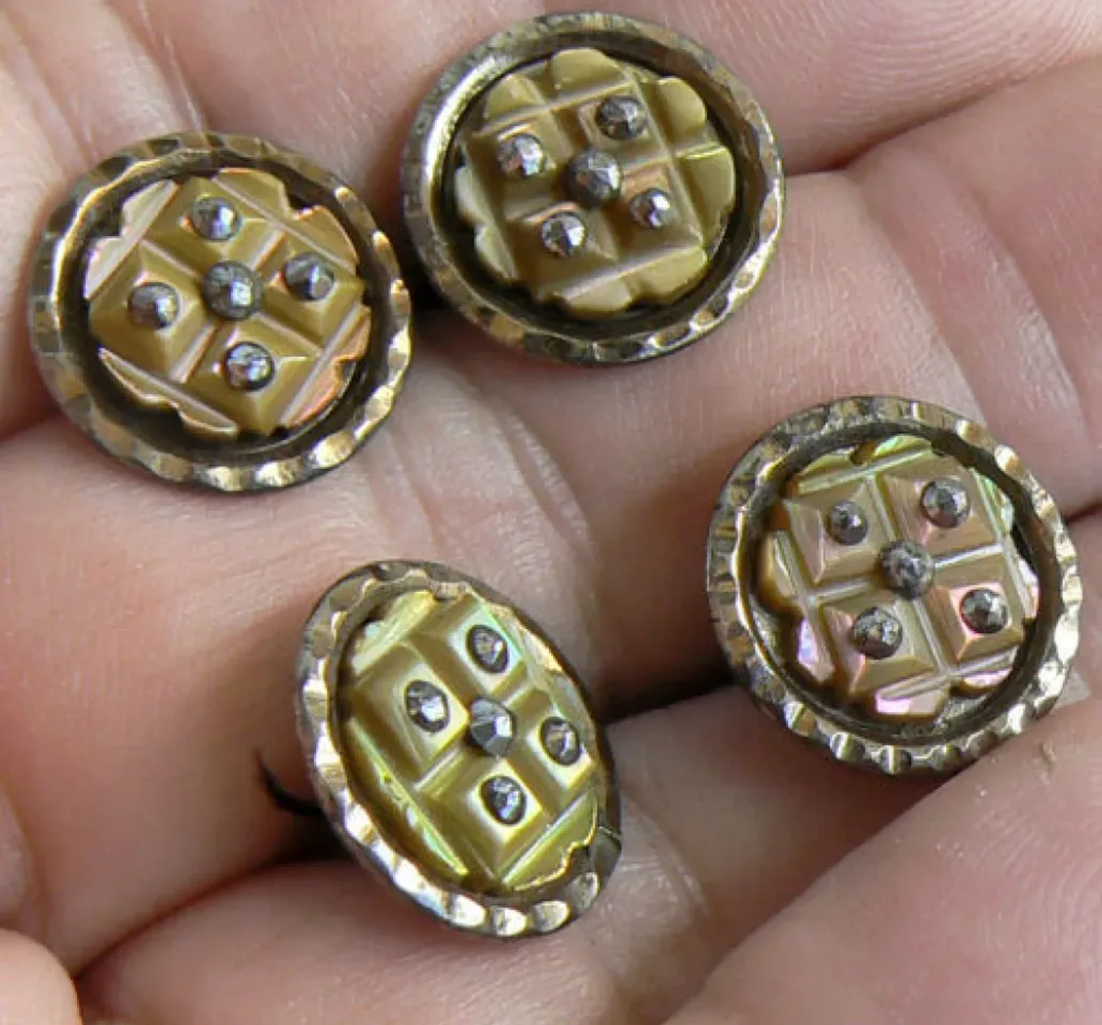 Sewing imagery featuring Mottled Metal Buttons