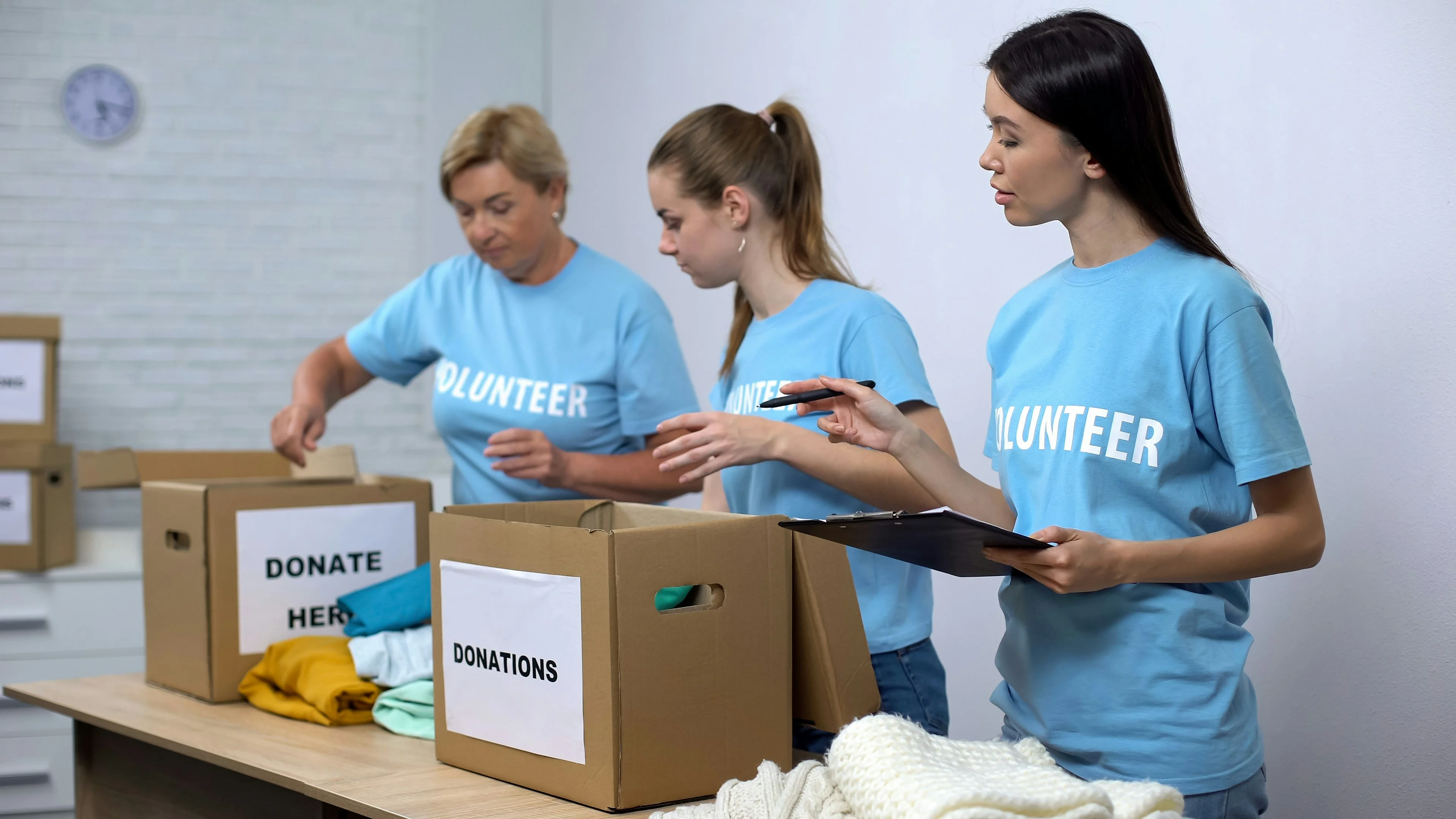 volunteers working