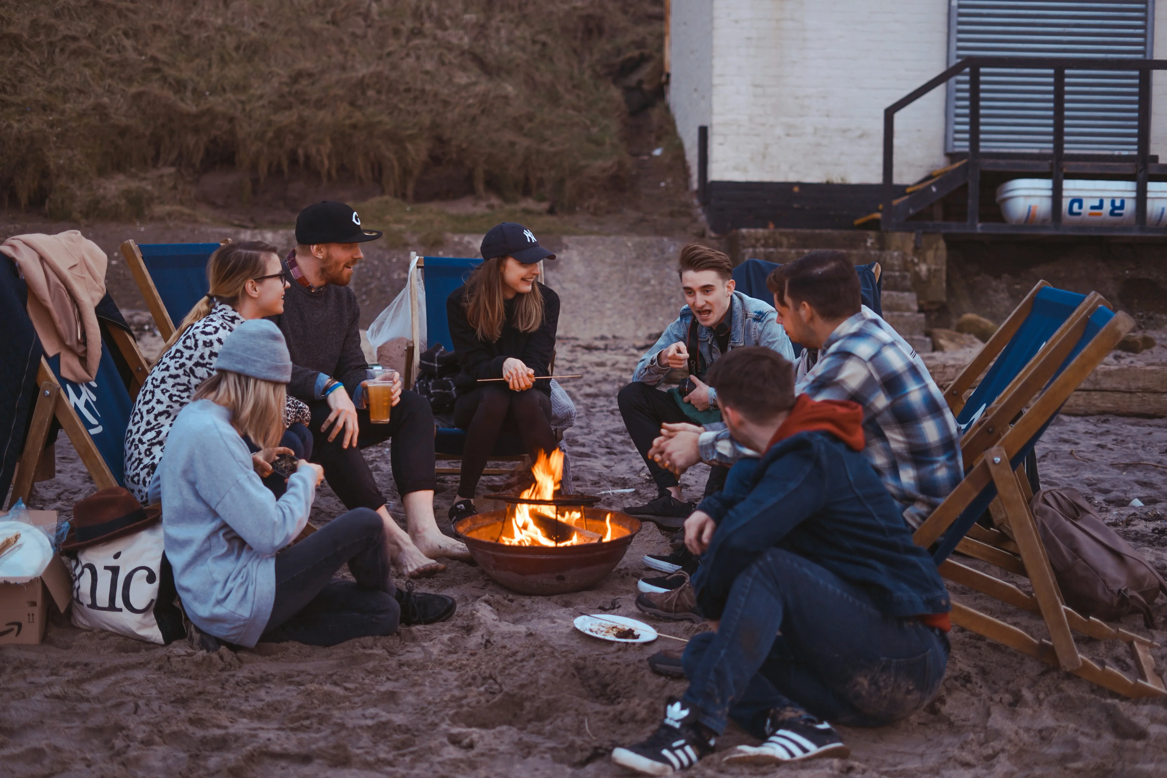 Happy friends camping