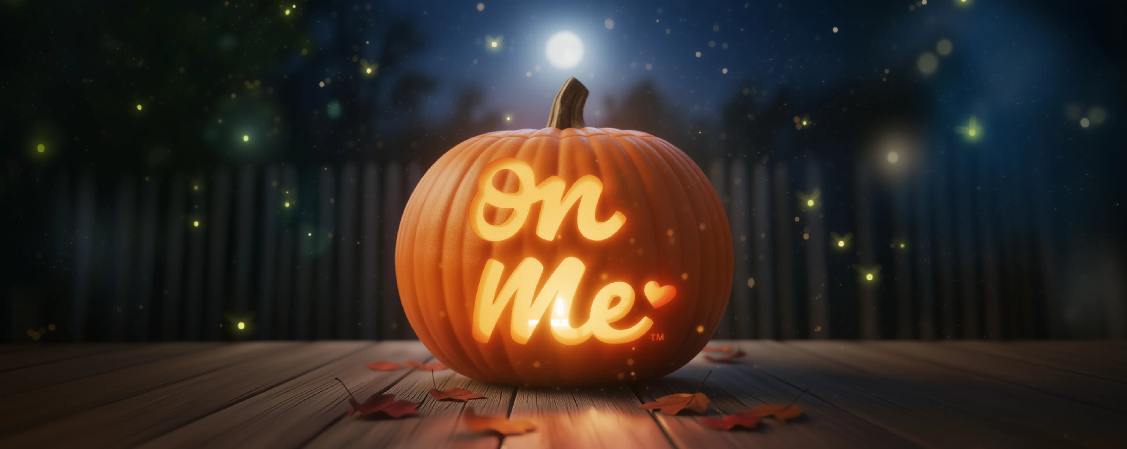 jack-o-lantern showing the On Me logo