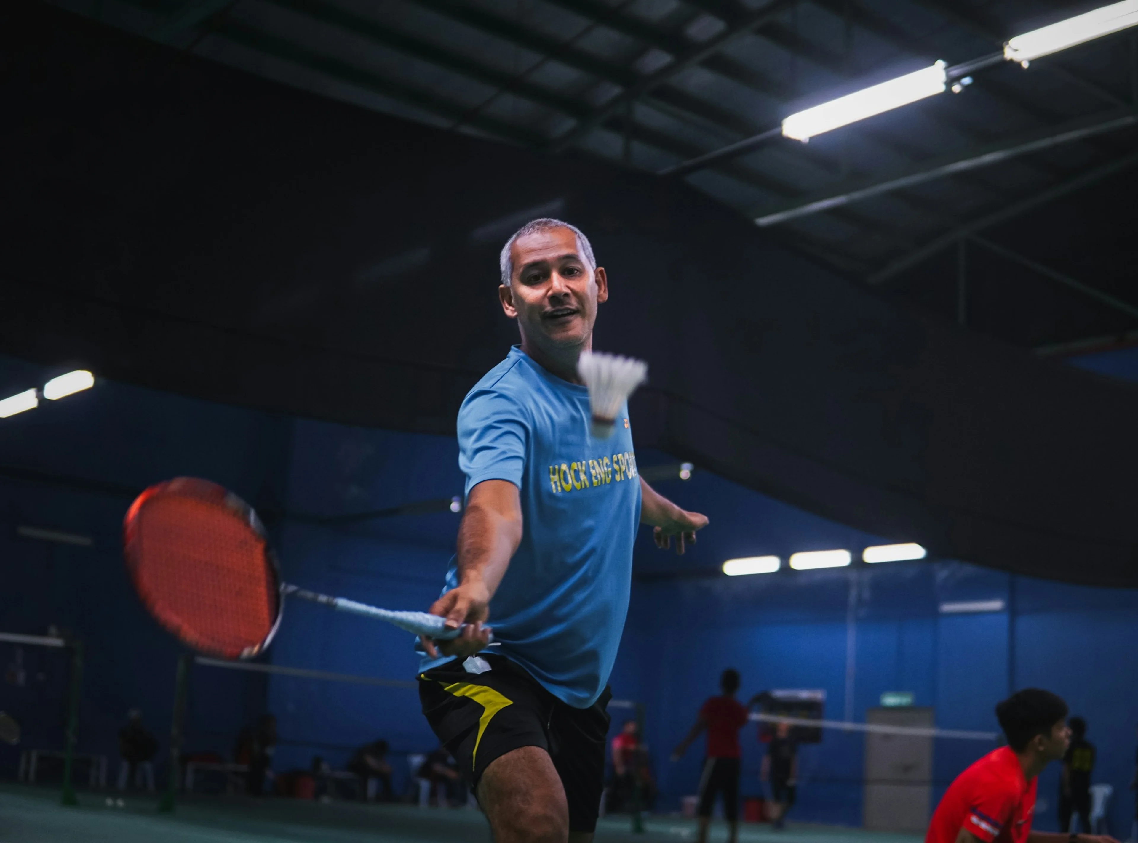person playing badminton