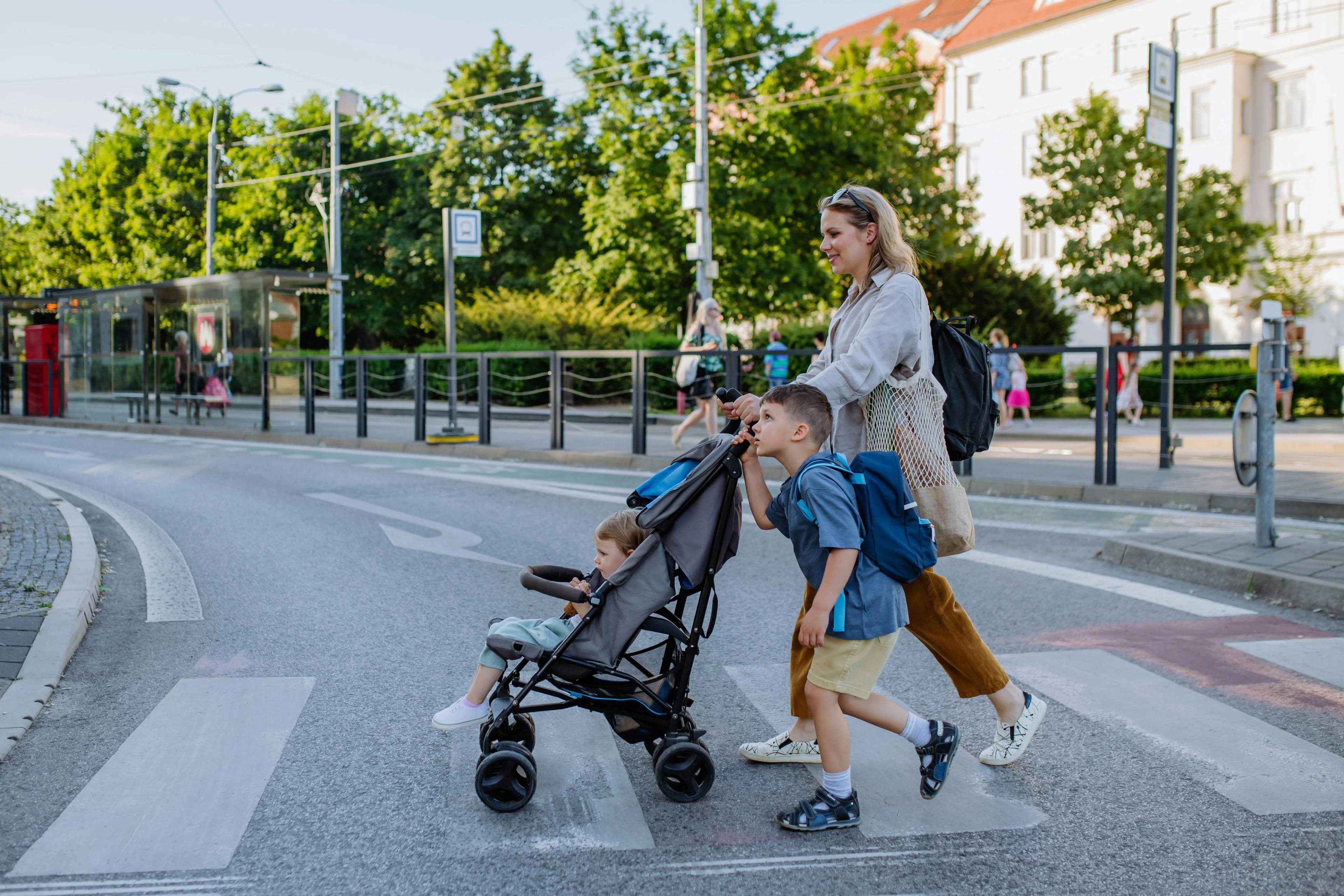 person pushing a stroller