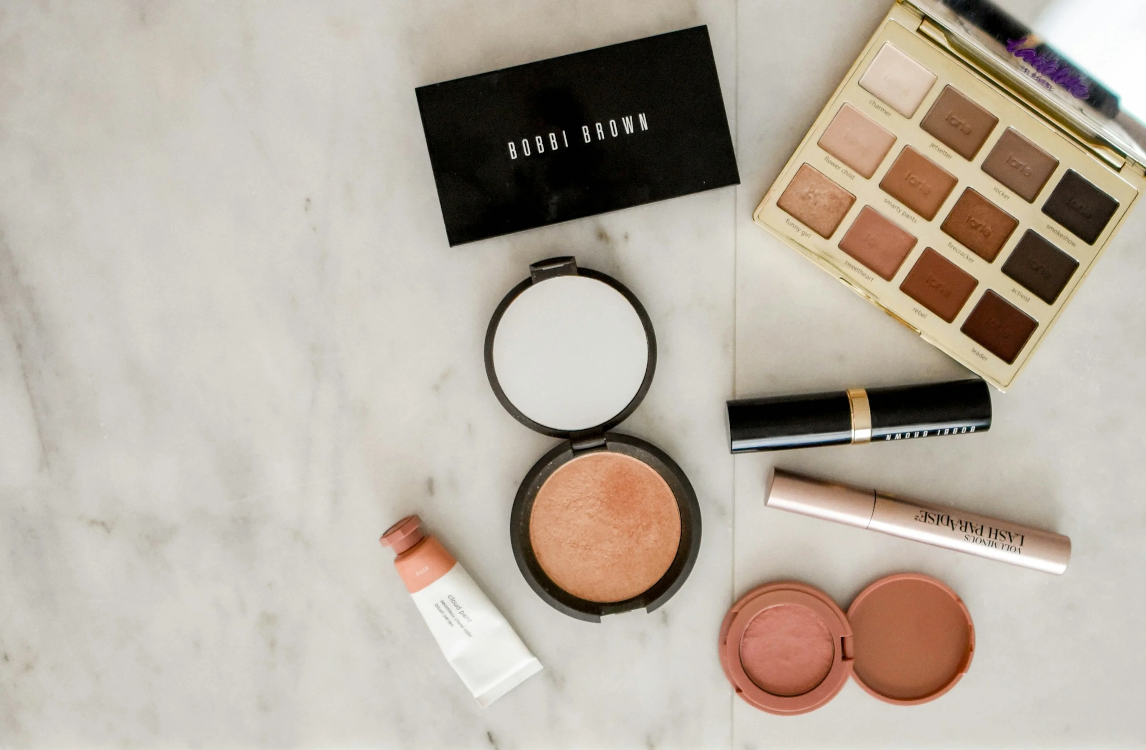 Flat lay of beauty products