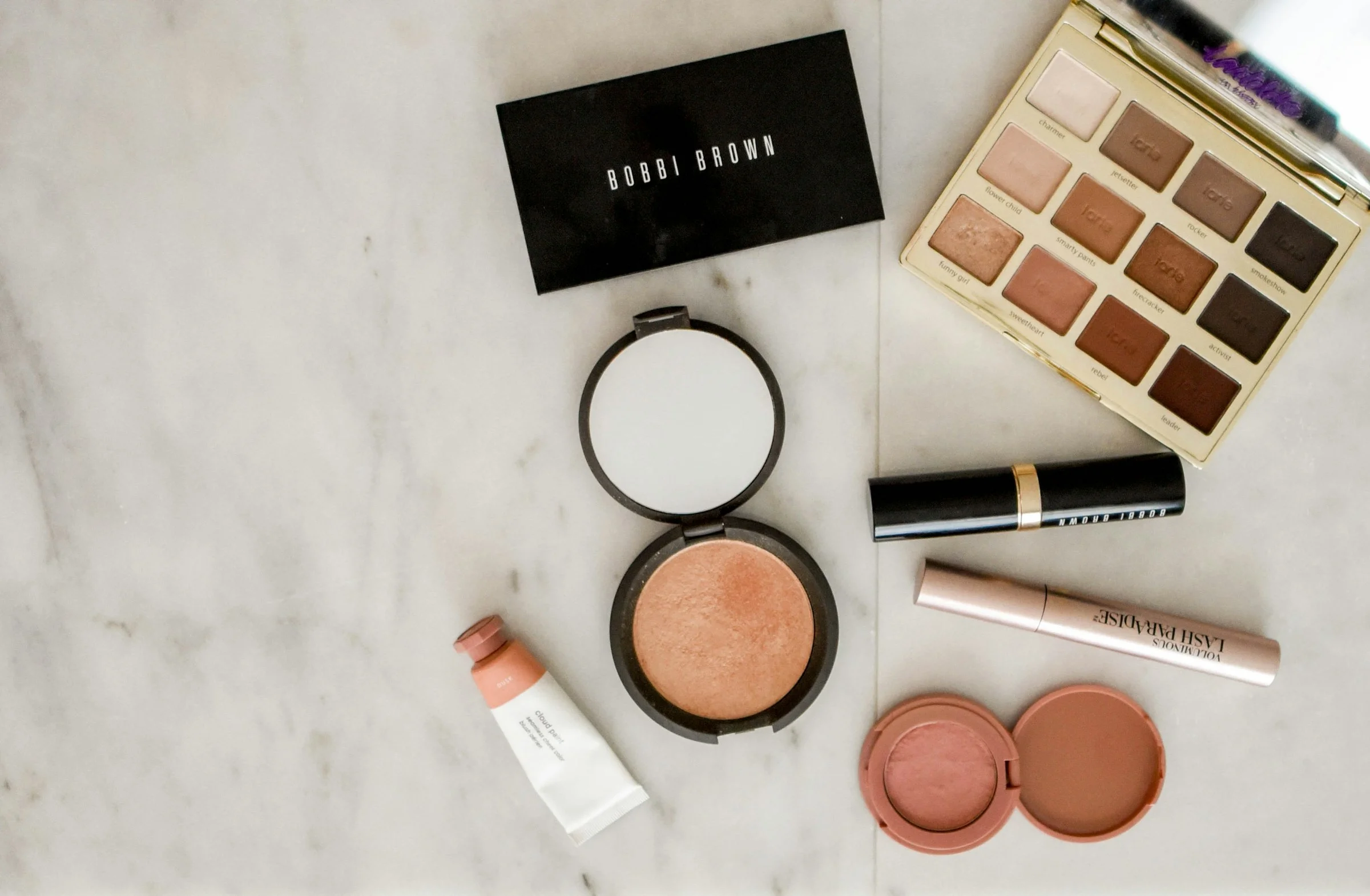 Flat lay of beauty products