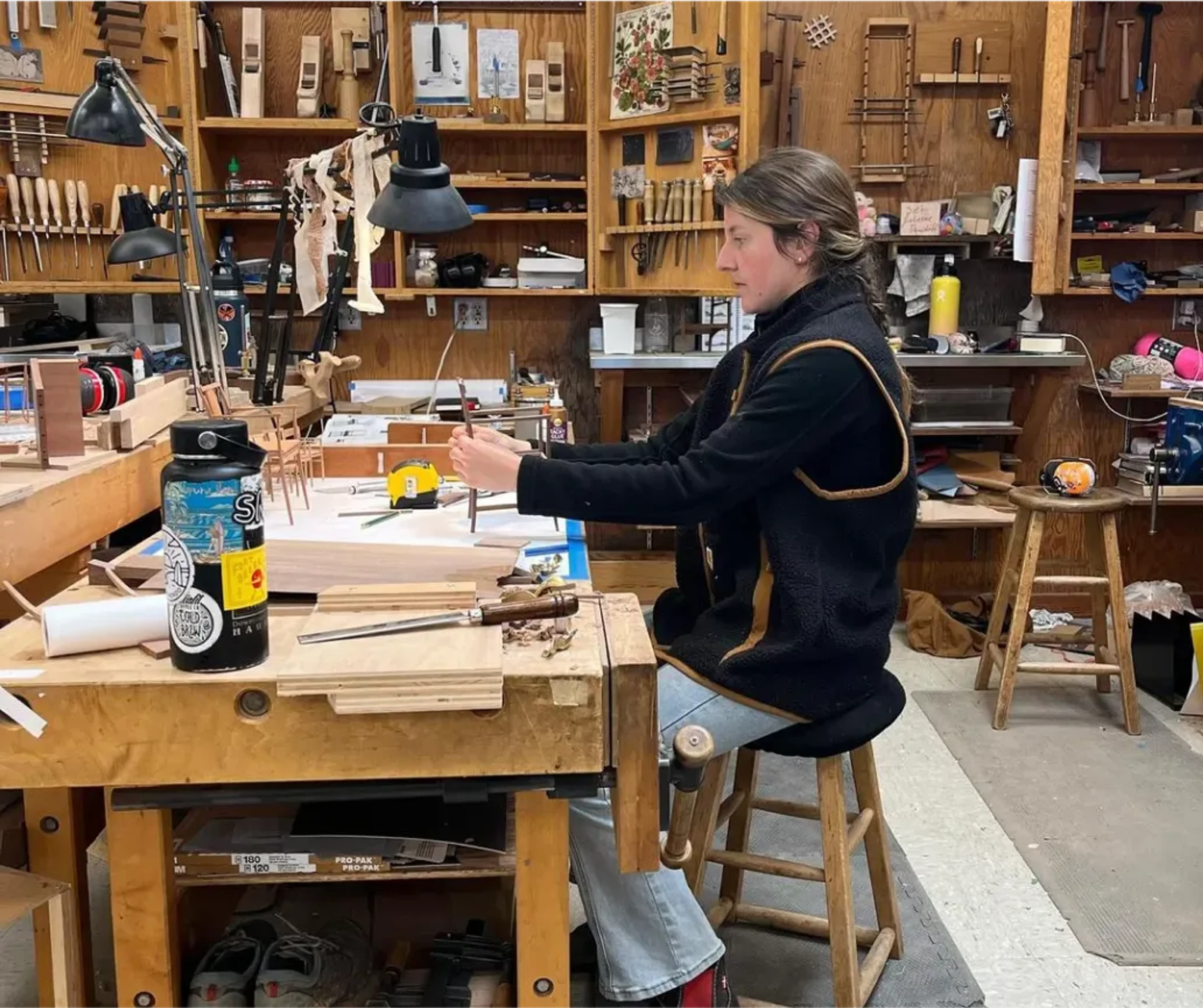 Image of an excited Woodworking On Me gift card recipient. Their thank you note is below.