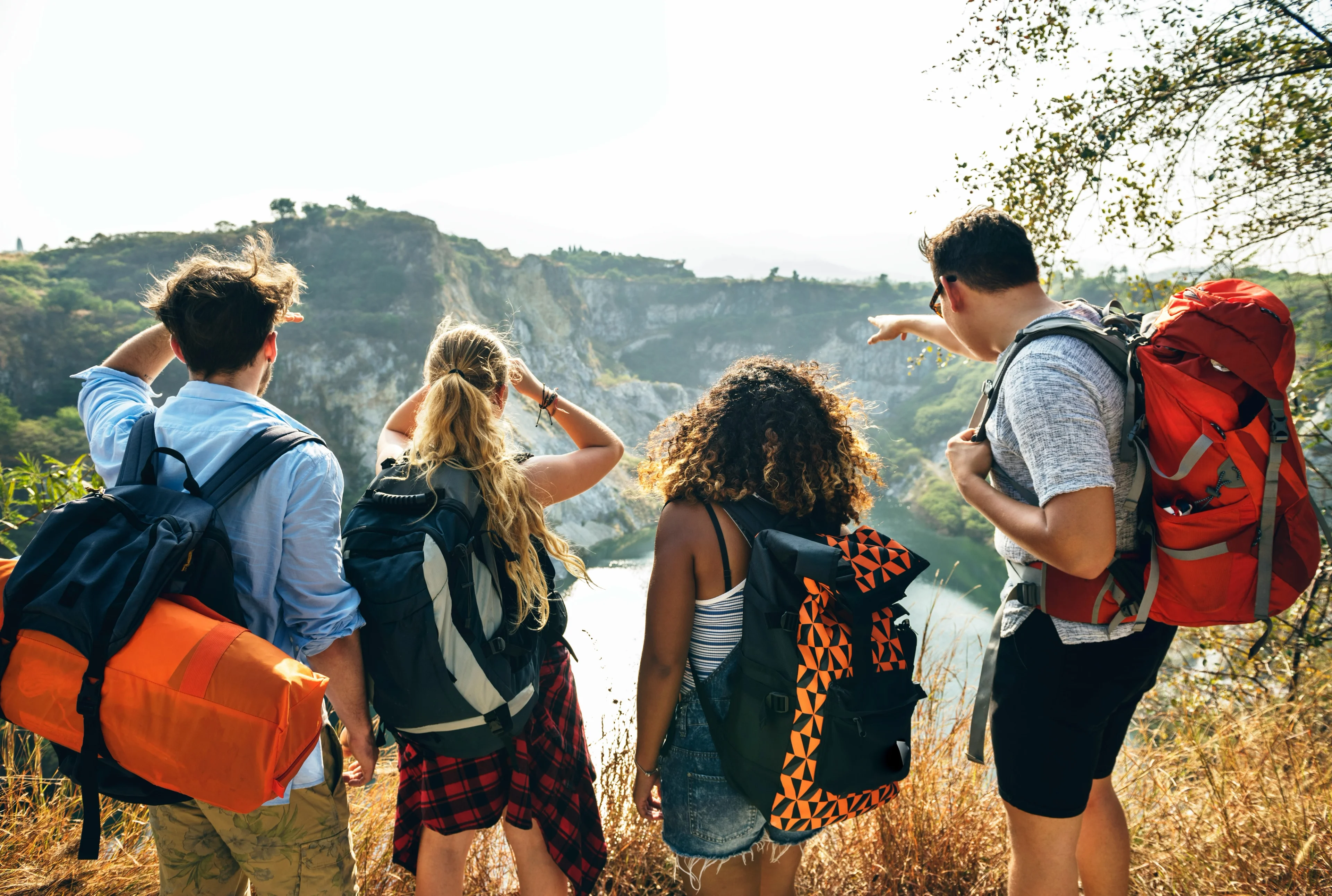 Happy traveler with bag